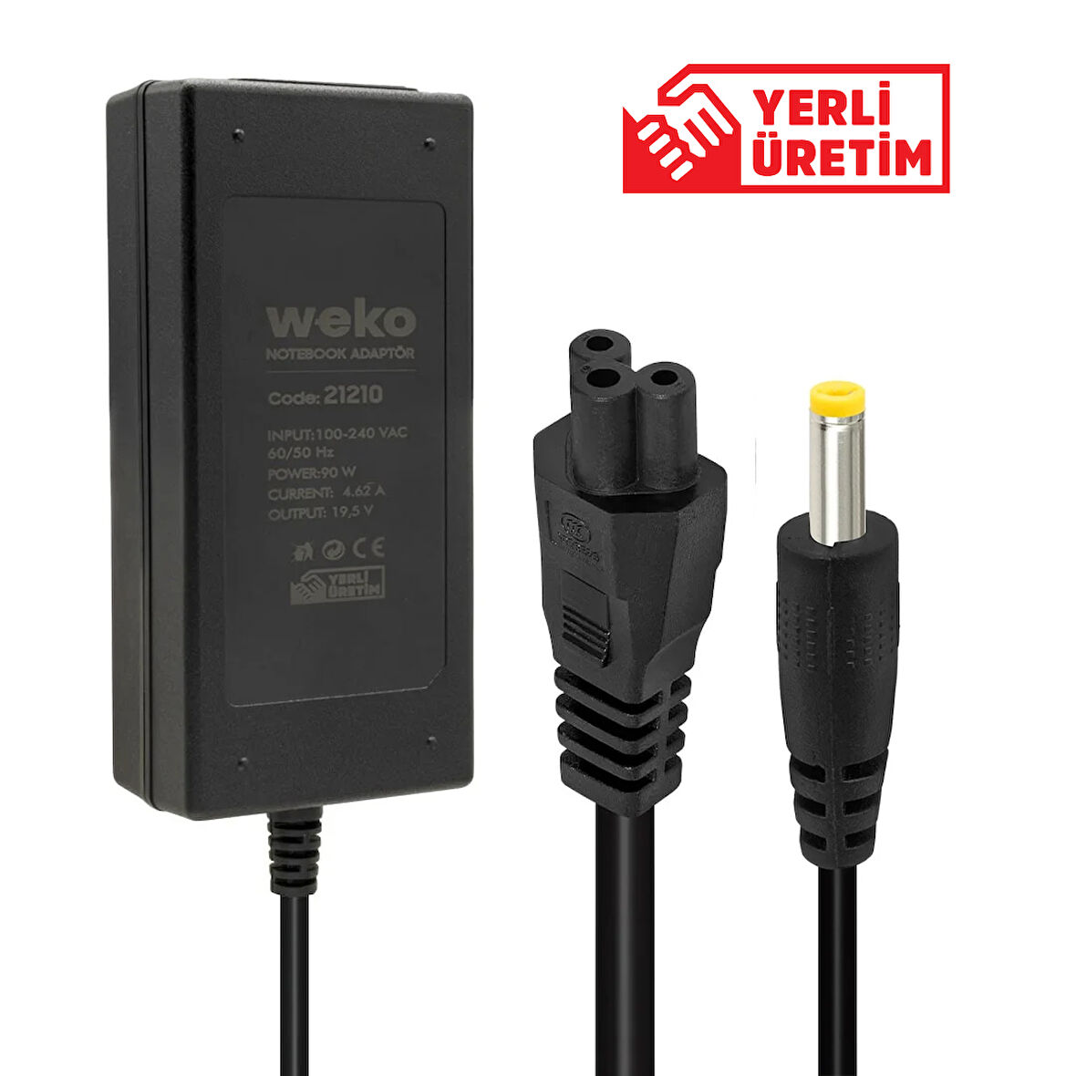 19.5 VOLT - 4.62 AMPER - 90 WATT 5.5*2.5 UÇLU YERLİ ÜRETİM NOTEBOOK ADAPTÖR