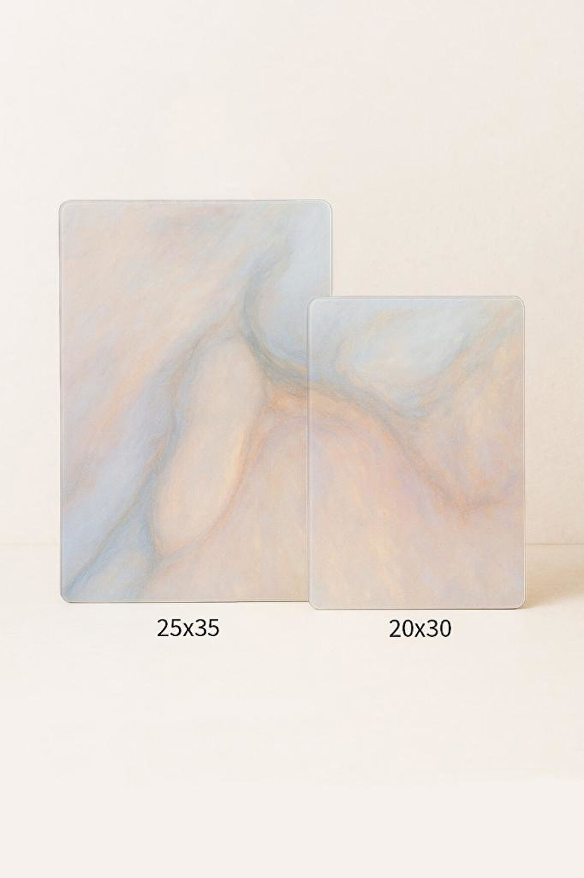 2'li Temperli Cam Kesme Tahtası 20x30 & 25x35 cm | Desenli Antibakteriyel Mutfak Doğrama Camı