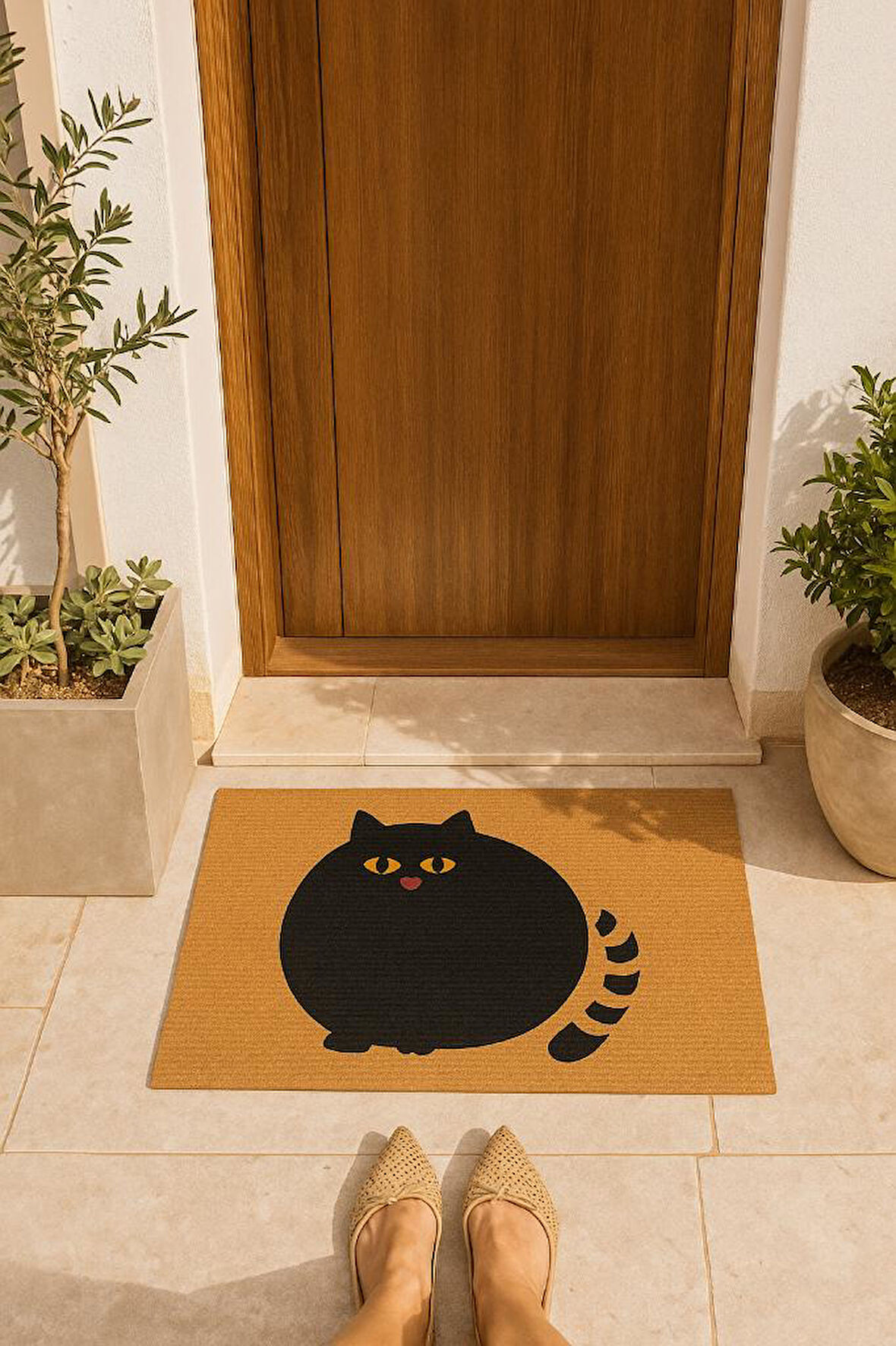 Kedili Paspas Doormat Kapı Önü Paspası Kapı Önü Kaymaz Paspas Toz & Nem Alıcı Kapı Paspas 40X60 cm