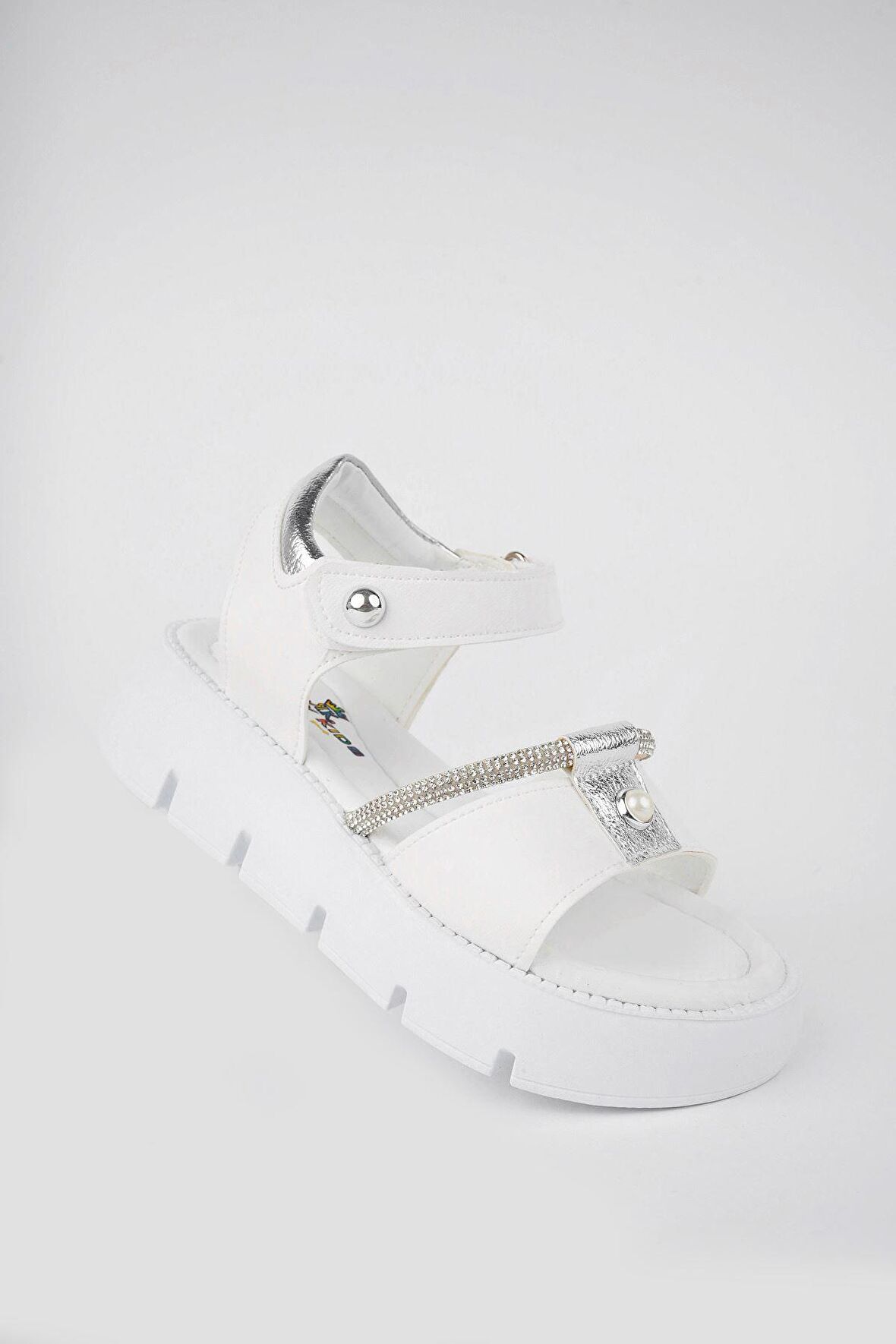 İncili Beyaz Kız Çocuk Sandalet