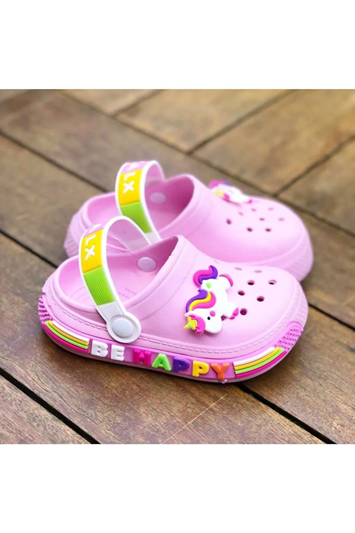 Kız Çocuk  Unicorn Figürlü Kaydırmaz Taban Terlik Sandalet