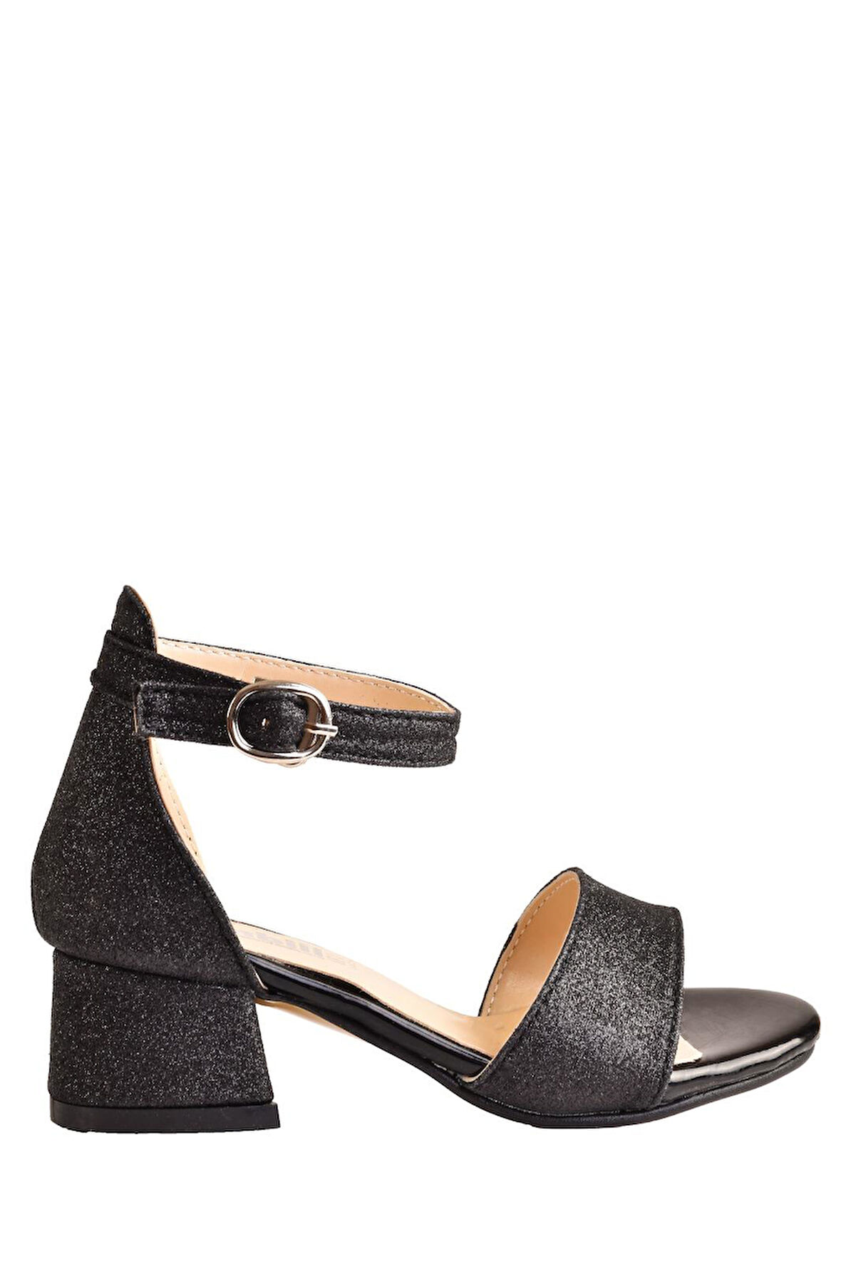 Çocuk Parlak Simli Topuklu Abiye Ayakkabı