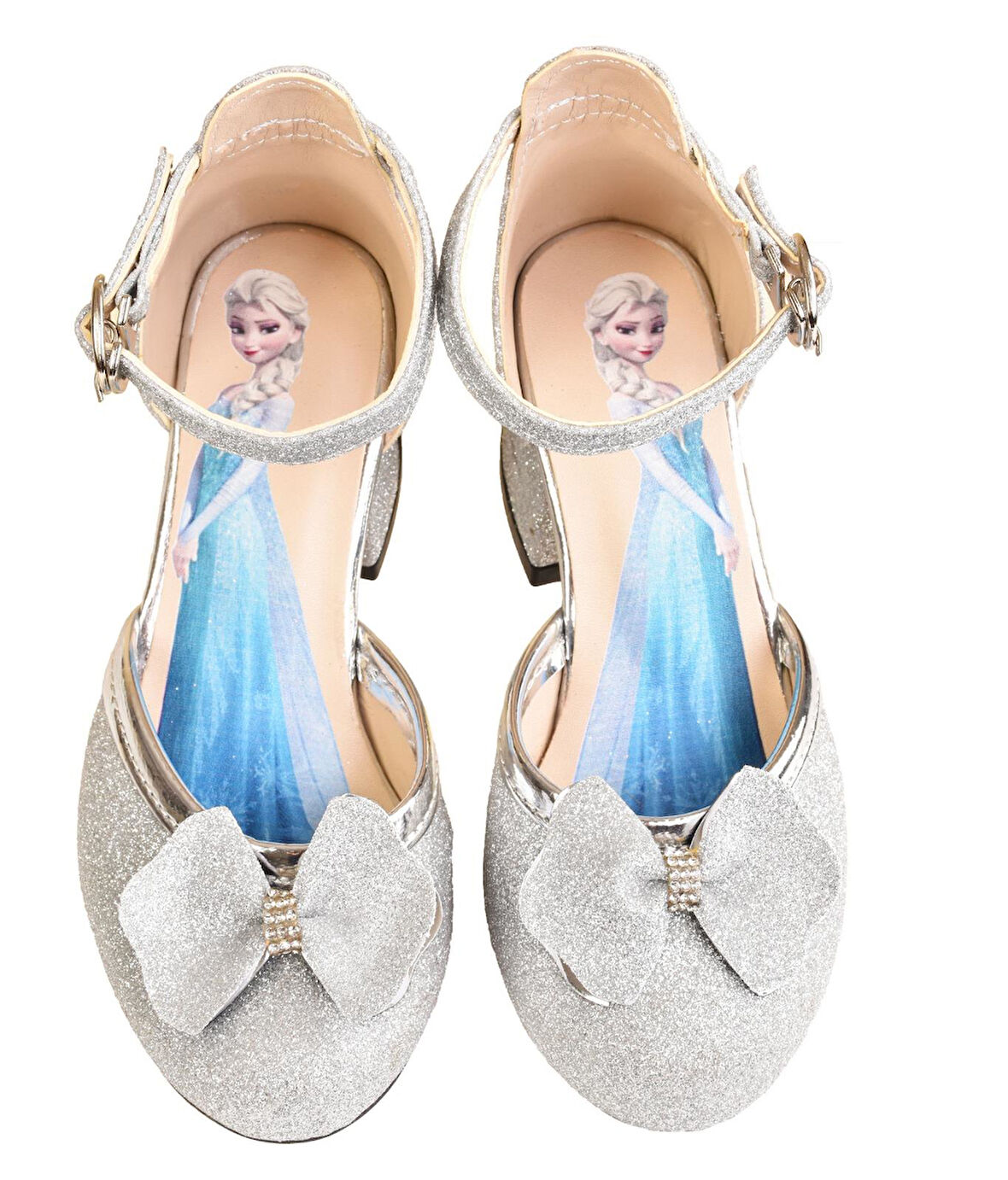 Elsa Kız Çocuk Parlak Simli Topuklu Abiye Ayakkabı