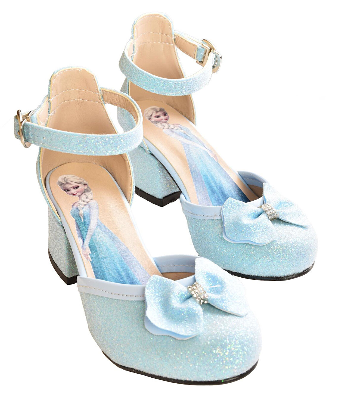 Elsa Kız Çocuk Parlak Simli Topuklu Abiye Ayakkabı