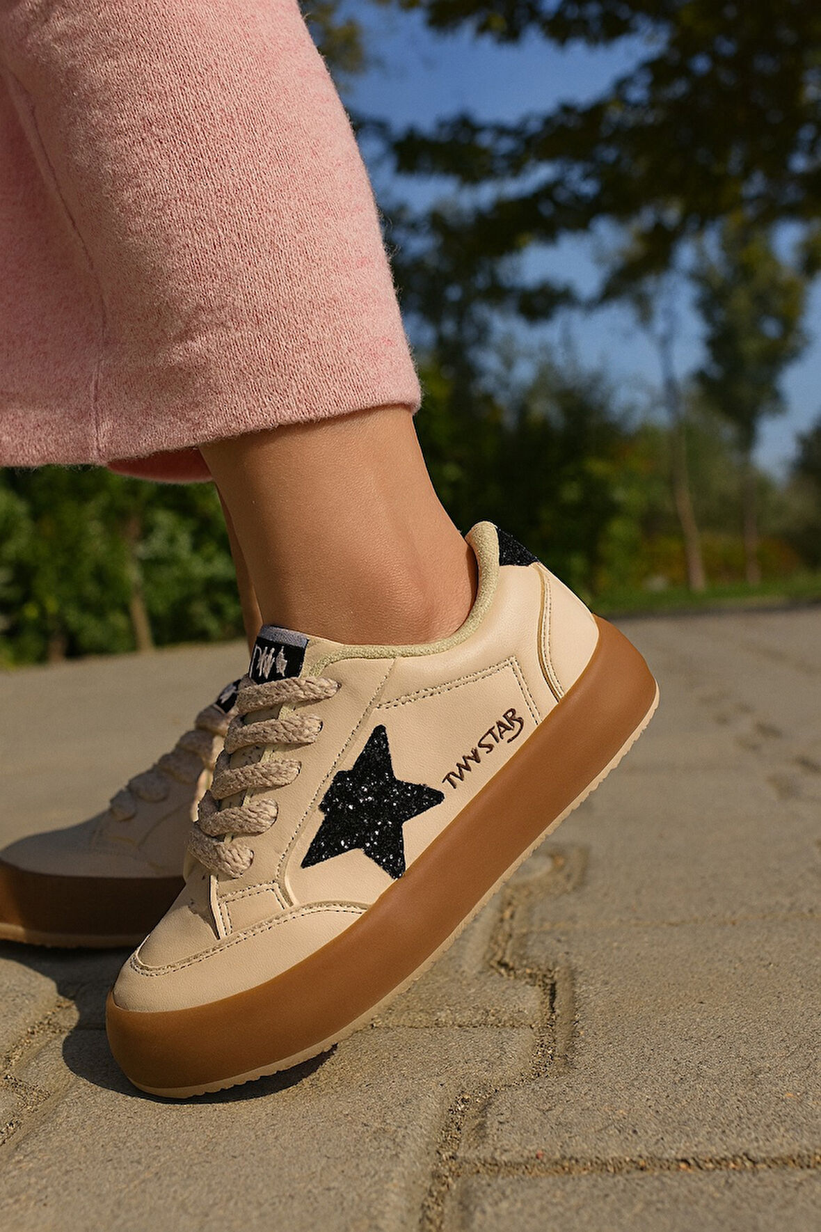 Sstar Beyaz Gümüş Kız Çocuk Cırtlı Bantlı Sneaker Spor Ayakkabı