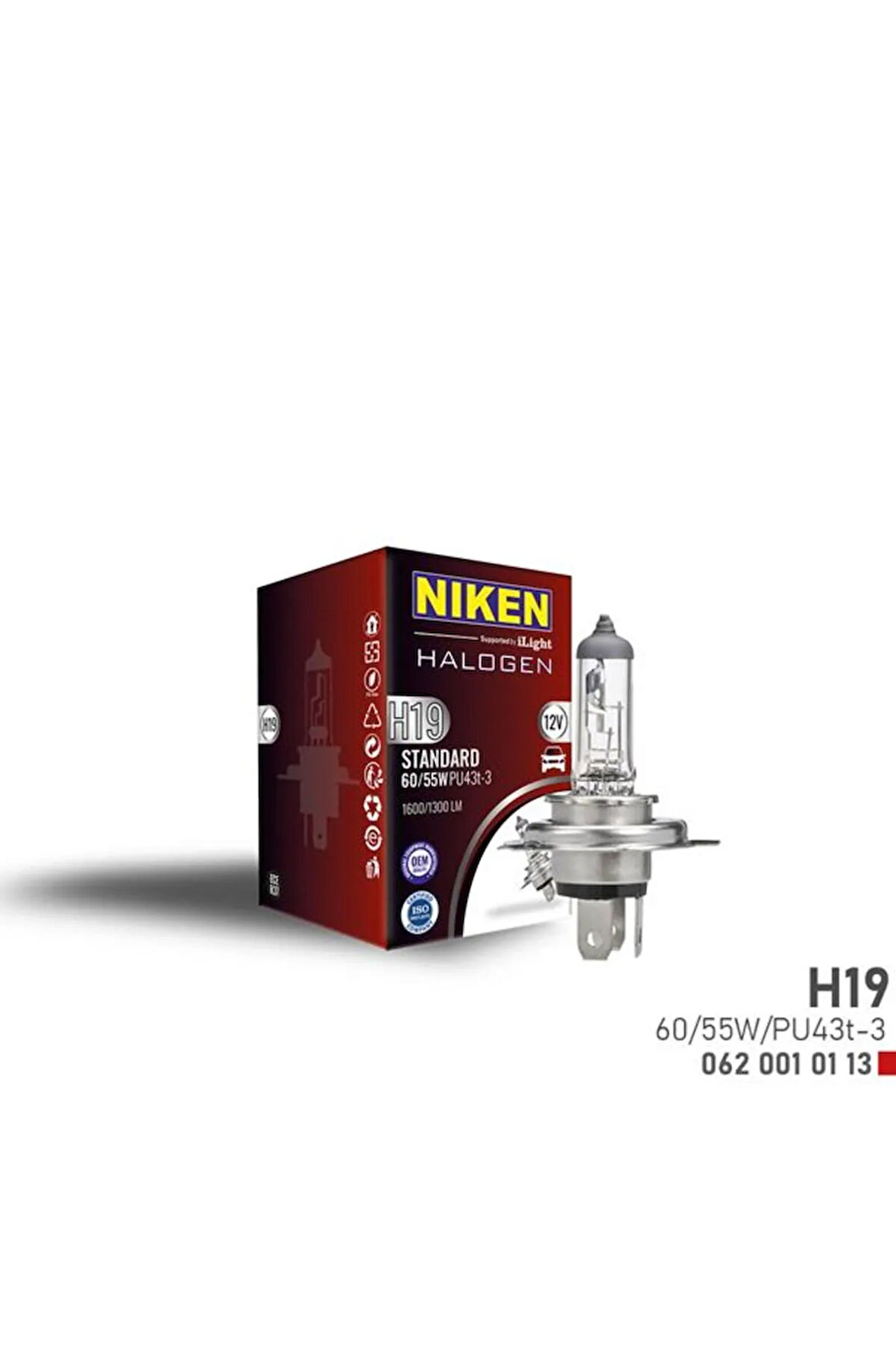 Nıken H19 60w/55w Halojen Ampul Pu43t-3 12v