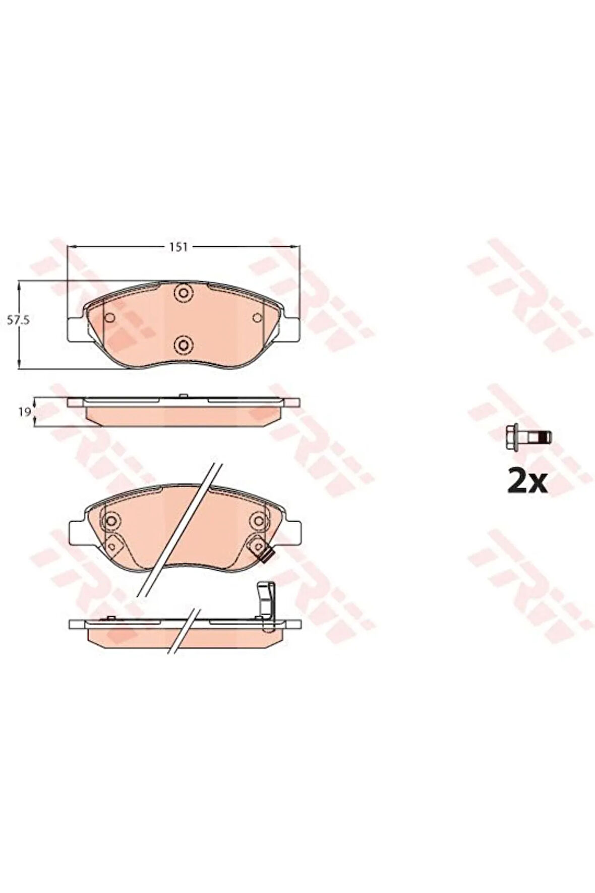 ON BALATA FIAT EGEA 15 1.4 1.5 T4 HIBRIT 1.6 D K:19 MM G:151.1 MM BÜYÜK TİP