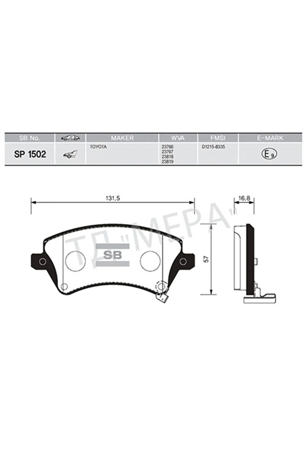 Ön Fren Balata Toyota Corolla 1.4l 1.6l 4zz-fe 3zz-fe Zze120 Zze121 Vvti 02-06 /