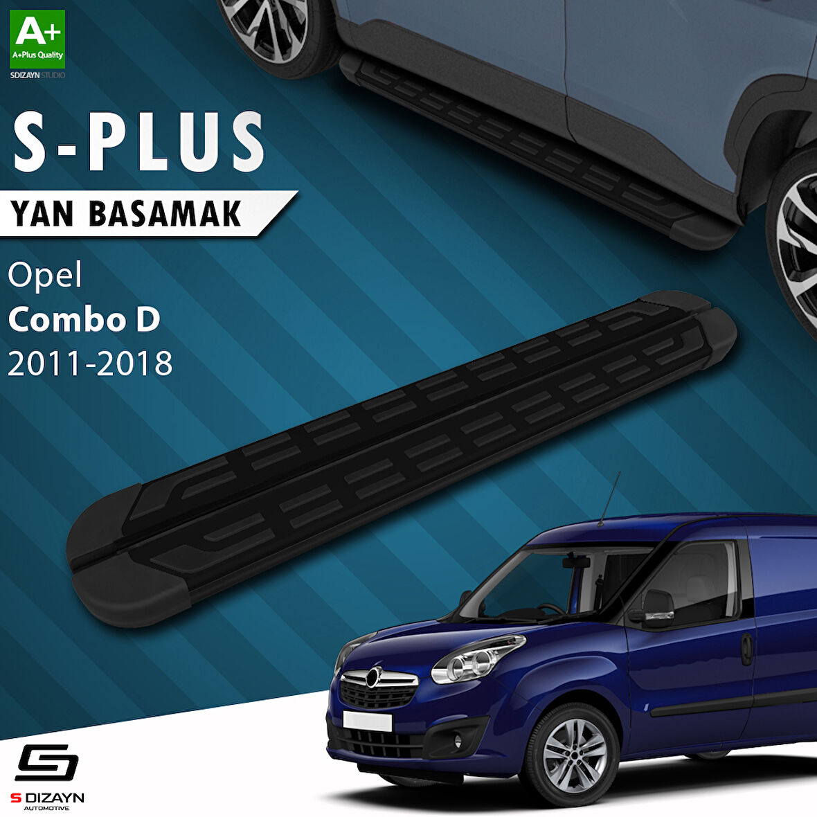 S-Dizayn Opel Combo D S-Plus Siyah Yan Basamak 193 Cm 2011-2018 A+ Kalite