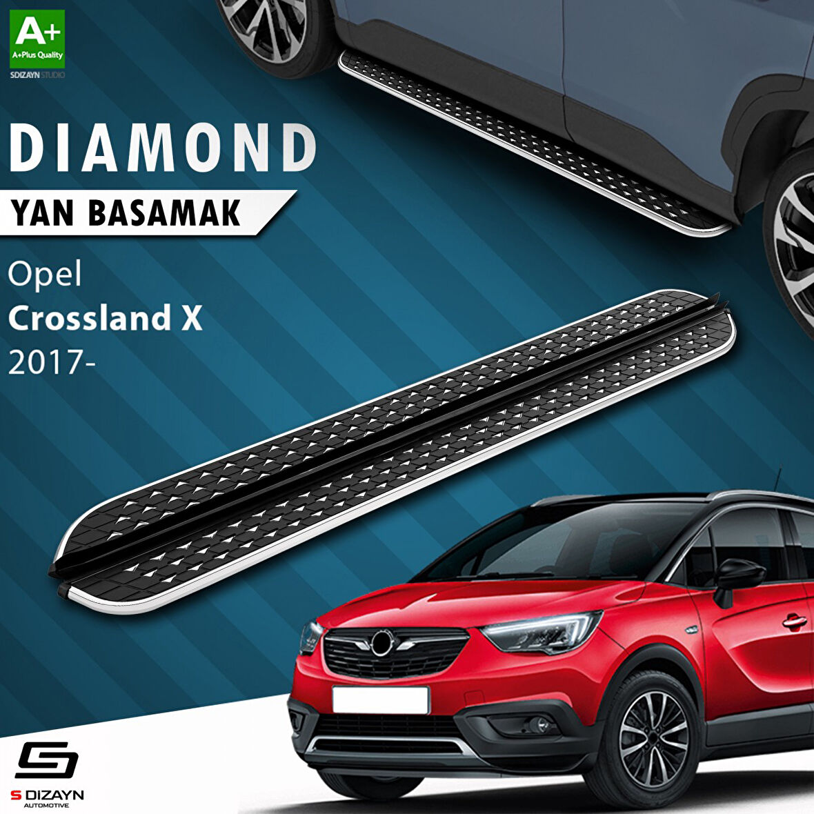 S-Dizayn Opel Crossland X Diamond Krom Yan Basamak 173 Cm 2017 Üzeri A+ Kalite