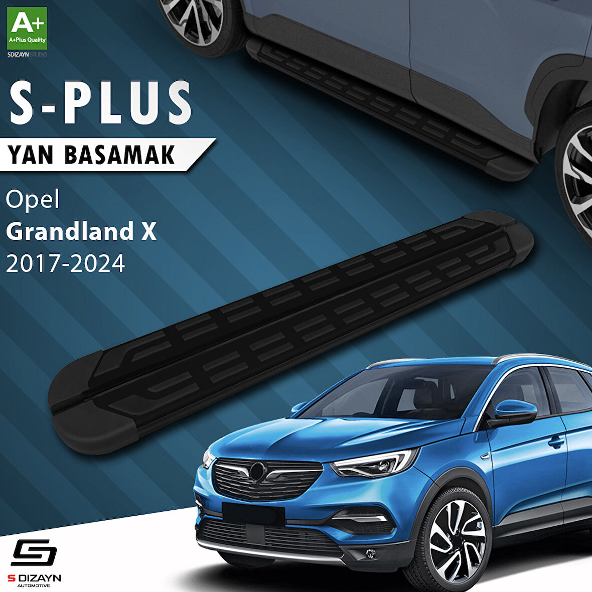 S-Dizayn Opel Grandland X S-Plus Siyah Yan Basamak 183 Cm 2017-2024 A+ Kalite