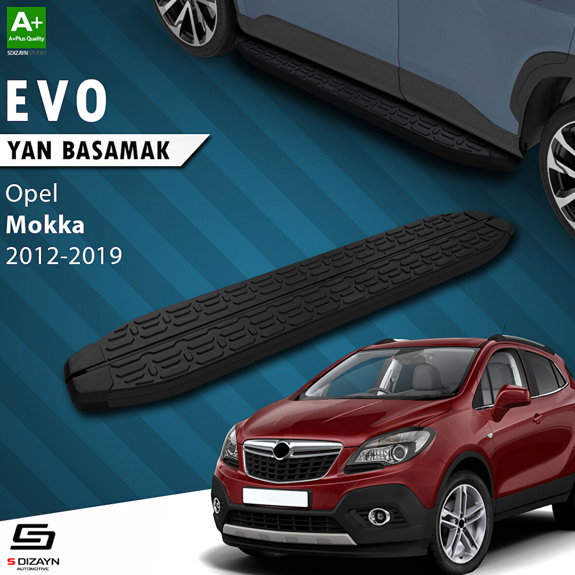 S-Dizayn Opel Mokka Evo Siyah Yan Basamak 163 Cm 2012-2019 A+ Kalite