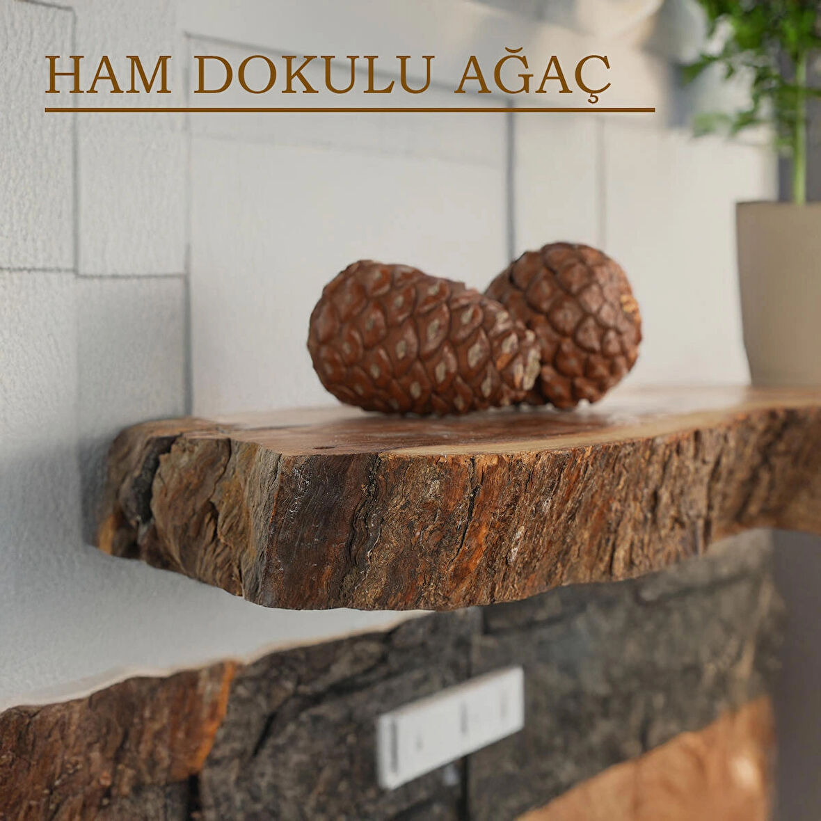  Uçan Raf Ahşap Masif Ofis Mutfak Salon Kitaplık Uyumlu Doğal Dekoratif Gizli Bağlantılı 