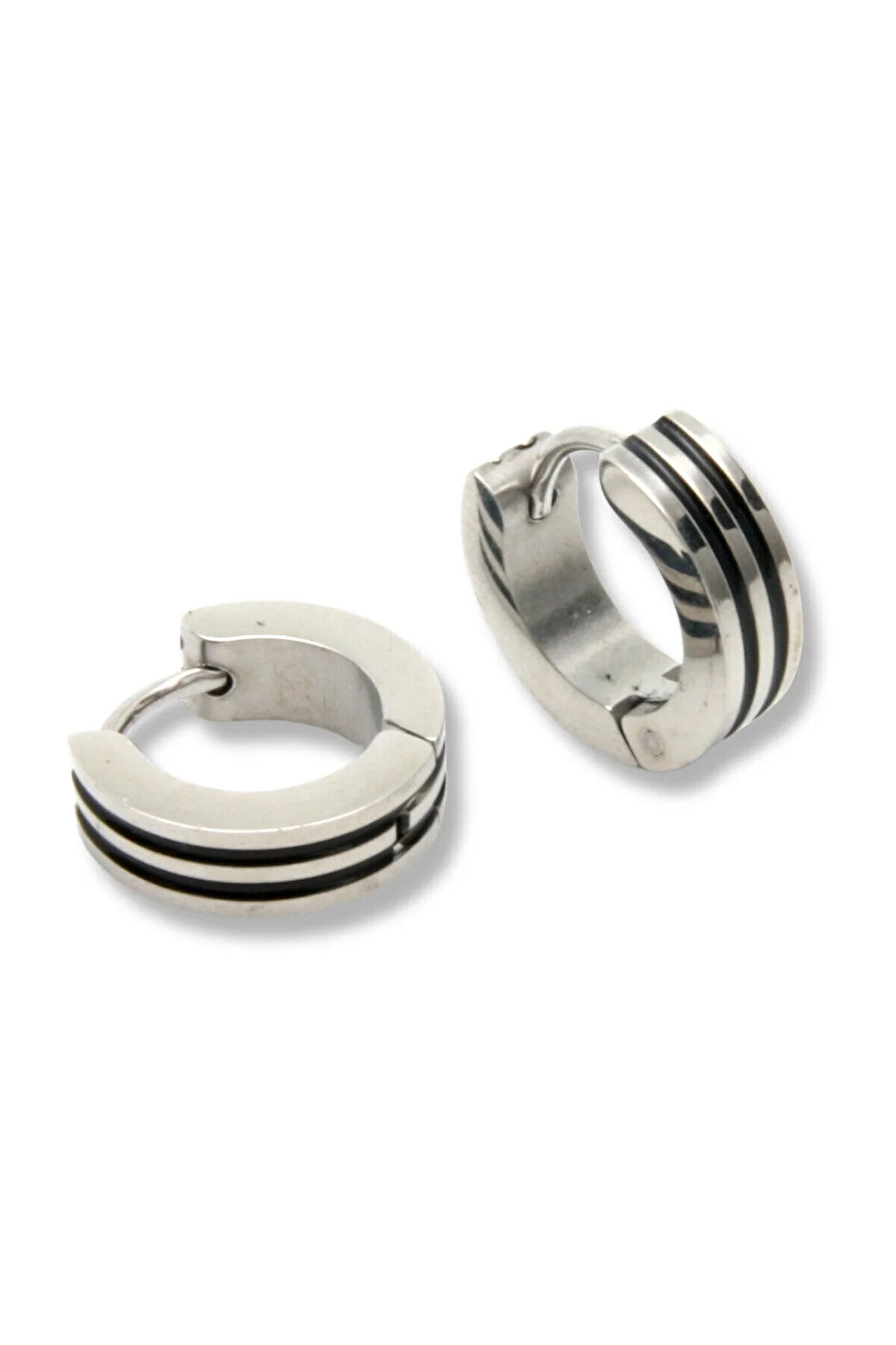 Çift Çizgili Çelik Küpe