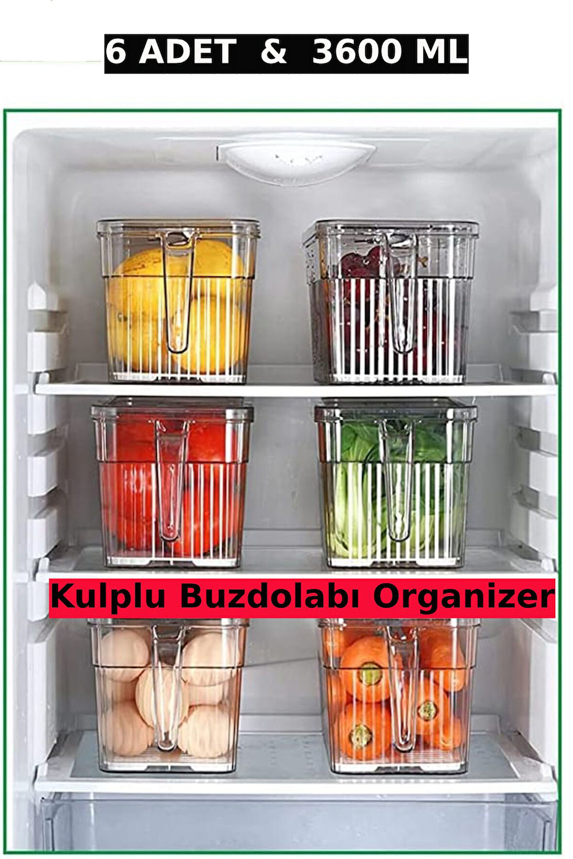 6'lı Kapaklı Kulplu Süzgeçli Dolap içi Düzenleyici Organizer