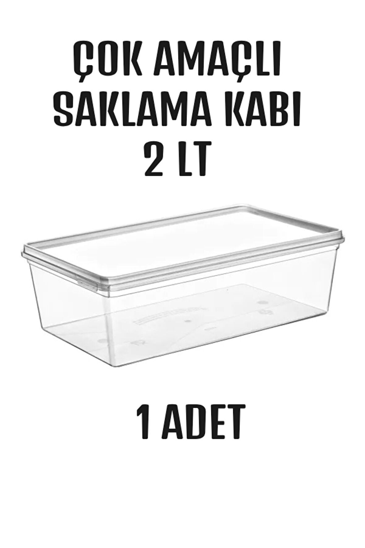 1 Adet Kendinden Kapaklı Derin Dondurucuya Uygun Saklama Kabı 2 Lt