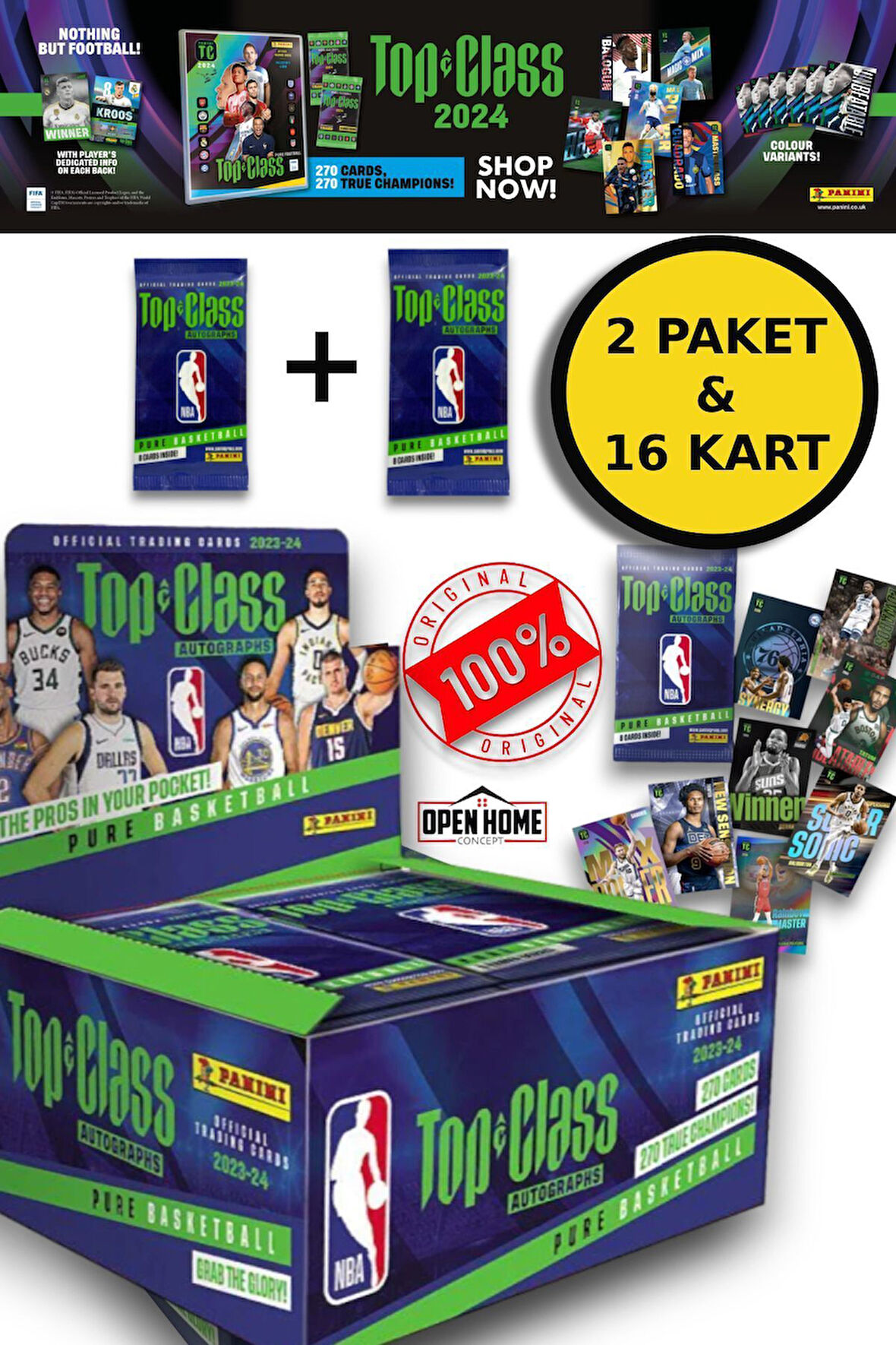 Panini Nba Top Class 2024 Koleksiyonluk Basketbolcu Kartları + 2 Paket (16 Adet Kart)