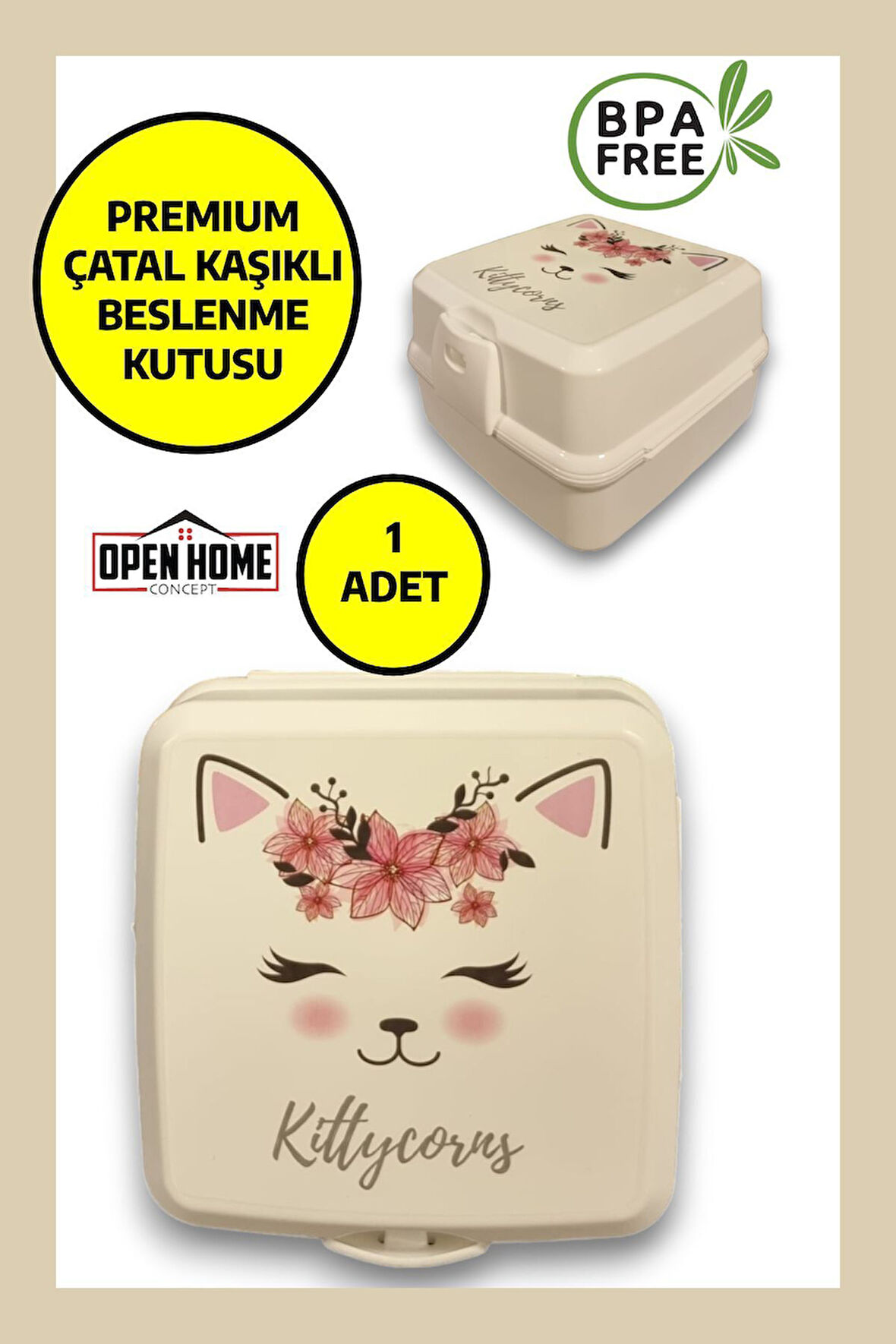 Premium Beslenme Kutusu 4 Bölmeli Kittycors Beyaz