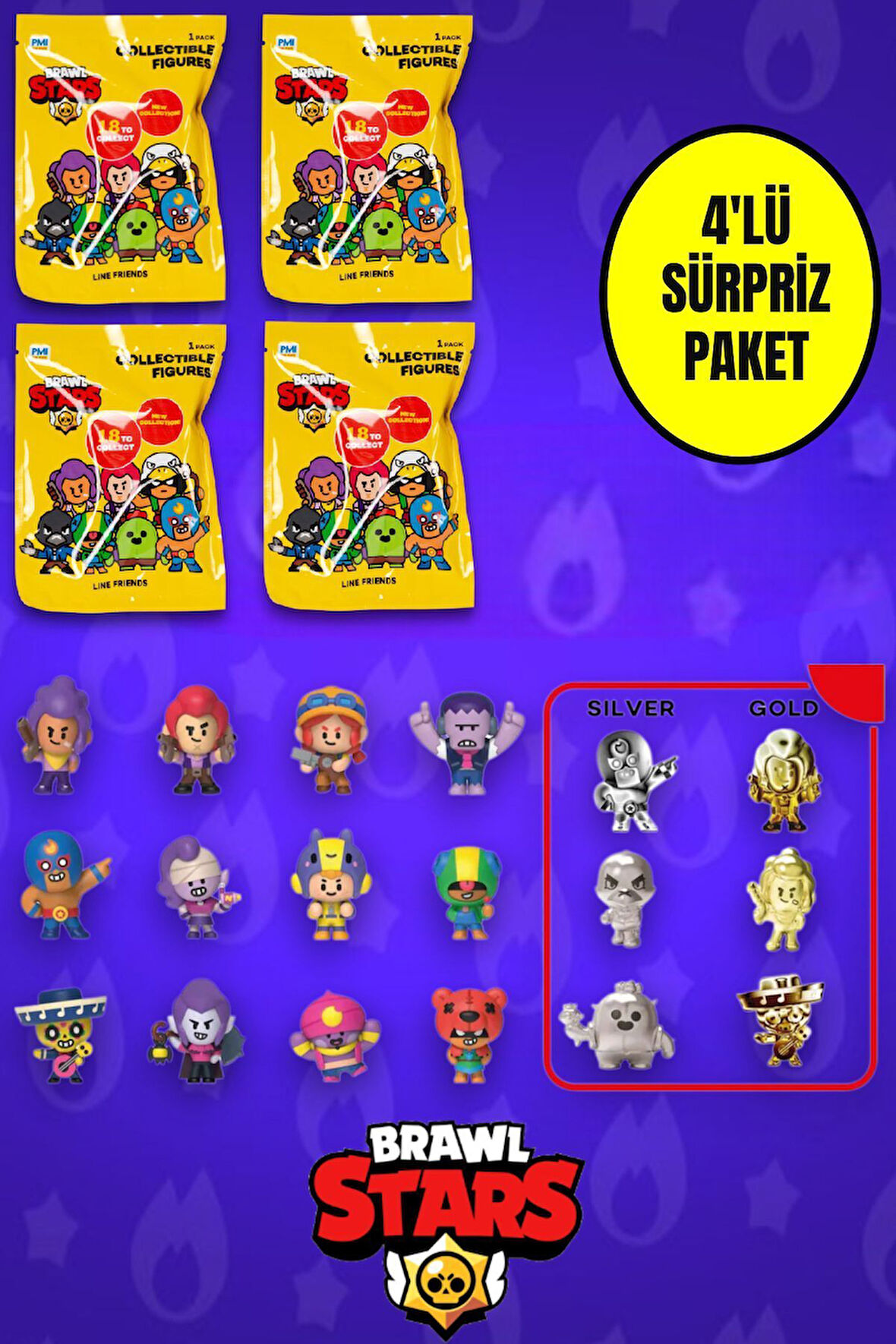 4 Adet Brawl Stars Sürpriz Figür Seri 2