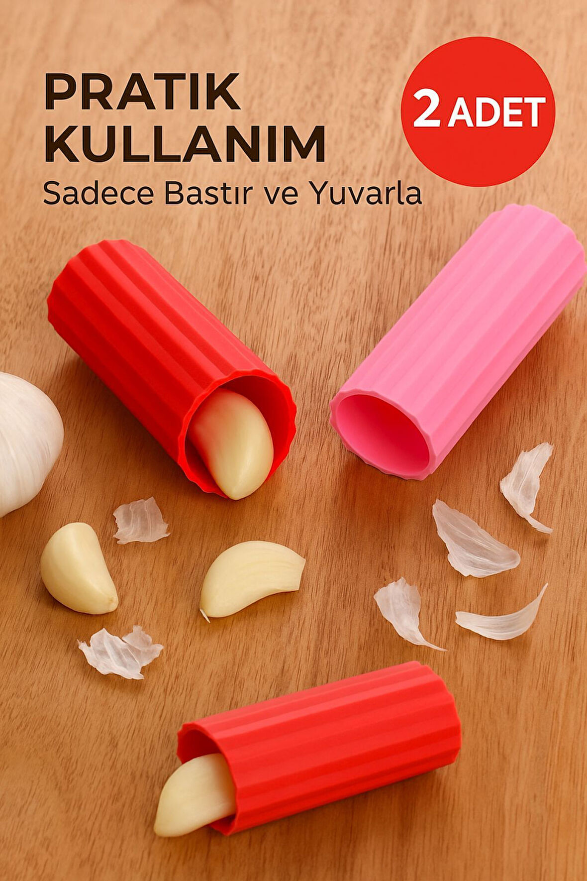 2’li Sarımsak Soyucu Rulo – Silikon, BPA İçermez, Pratik Mutfak Yardımcısı