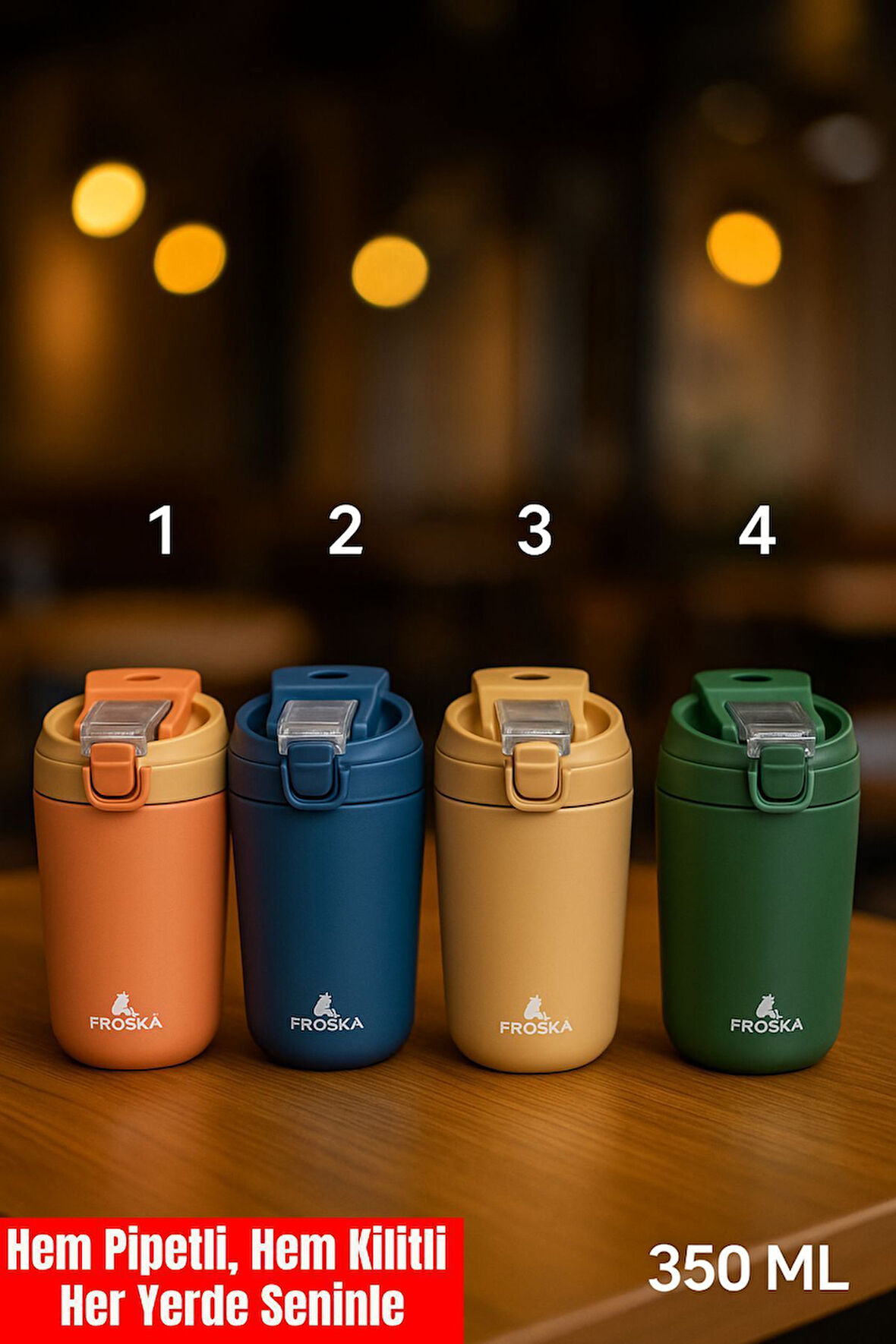 Kendinden Pipetli Çelik Termos 350 ML – Gün Boyu Taze İçim