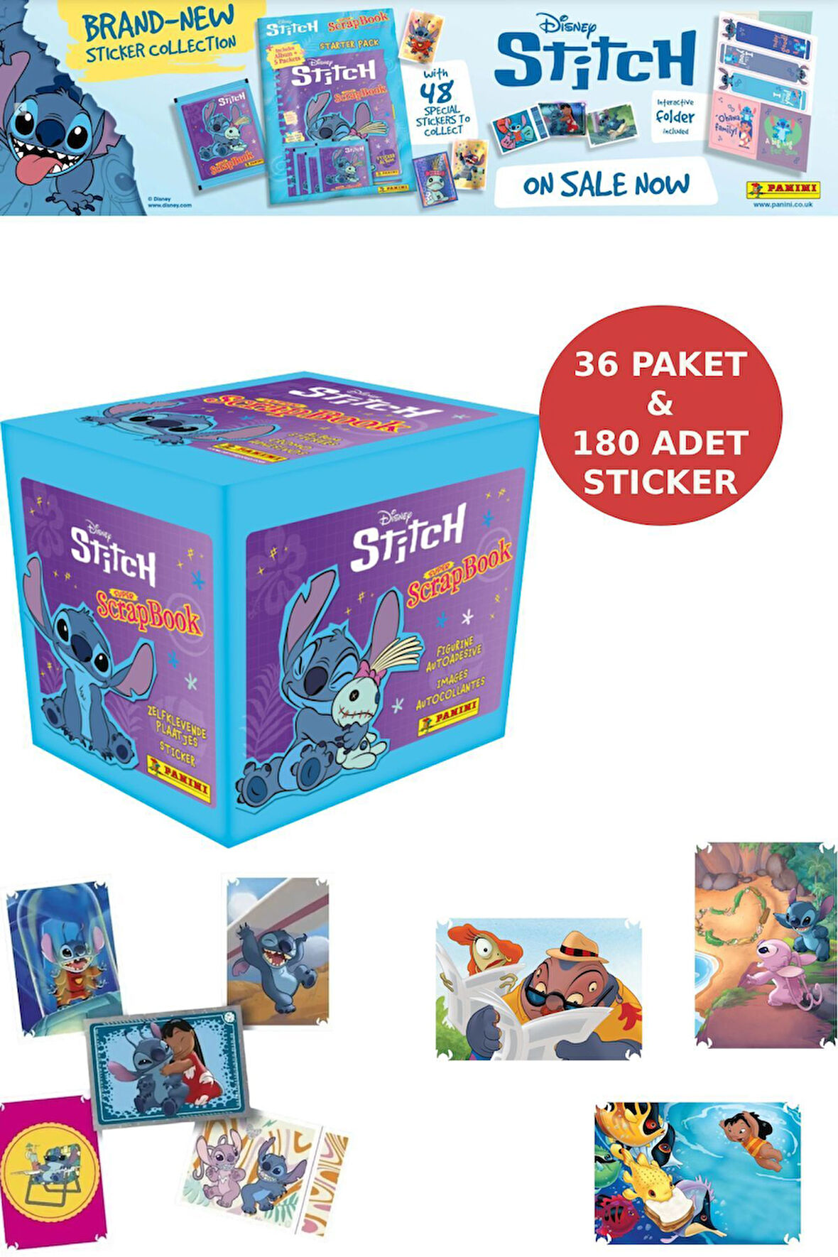36 Paket Panini Stitch Süper ScrapBook 180 Adet Sticker