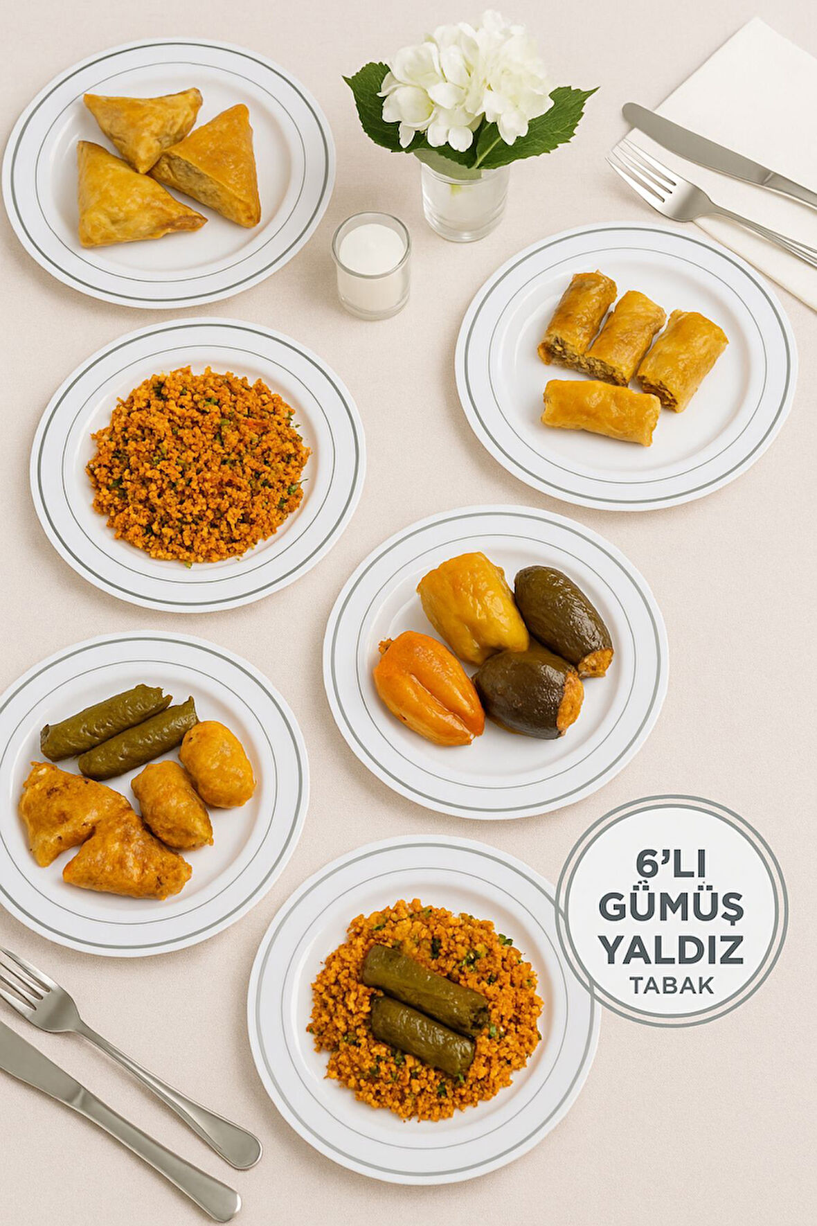 Porselen Görünümlü Gümüş Yaldızlı 19 Cm Lüks Plastik Tabak – 6’lı Set, Gıda Temasa Uygun 19cm