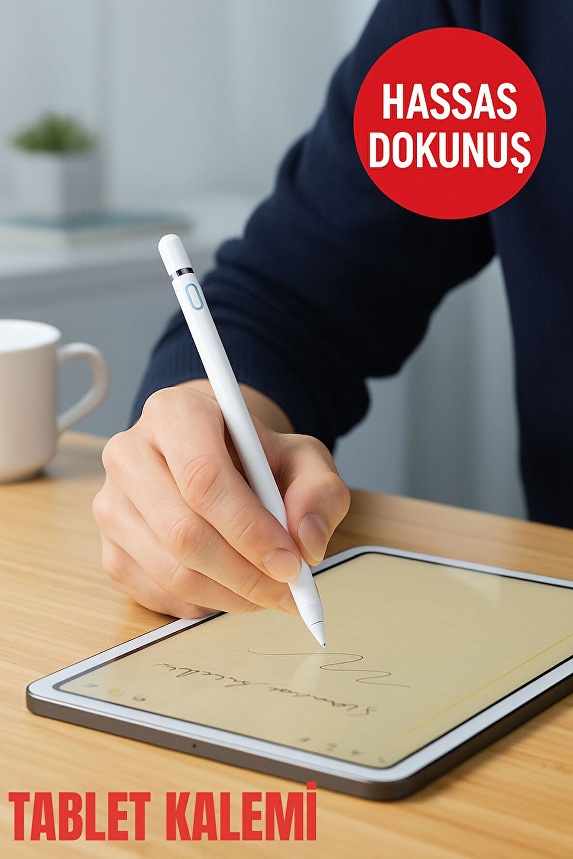 Manyetik Kapaklı Şarjlı Stylus Kalem – 1.4mm Hassas Uç, Tüm Tablet ve Telefonlarla Uyumlu