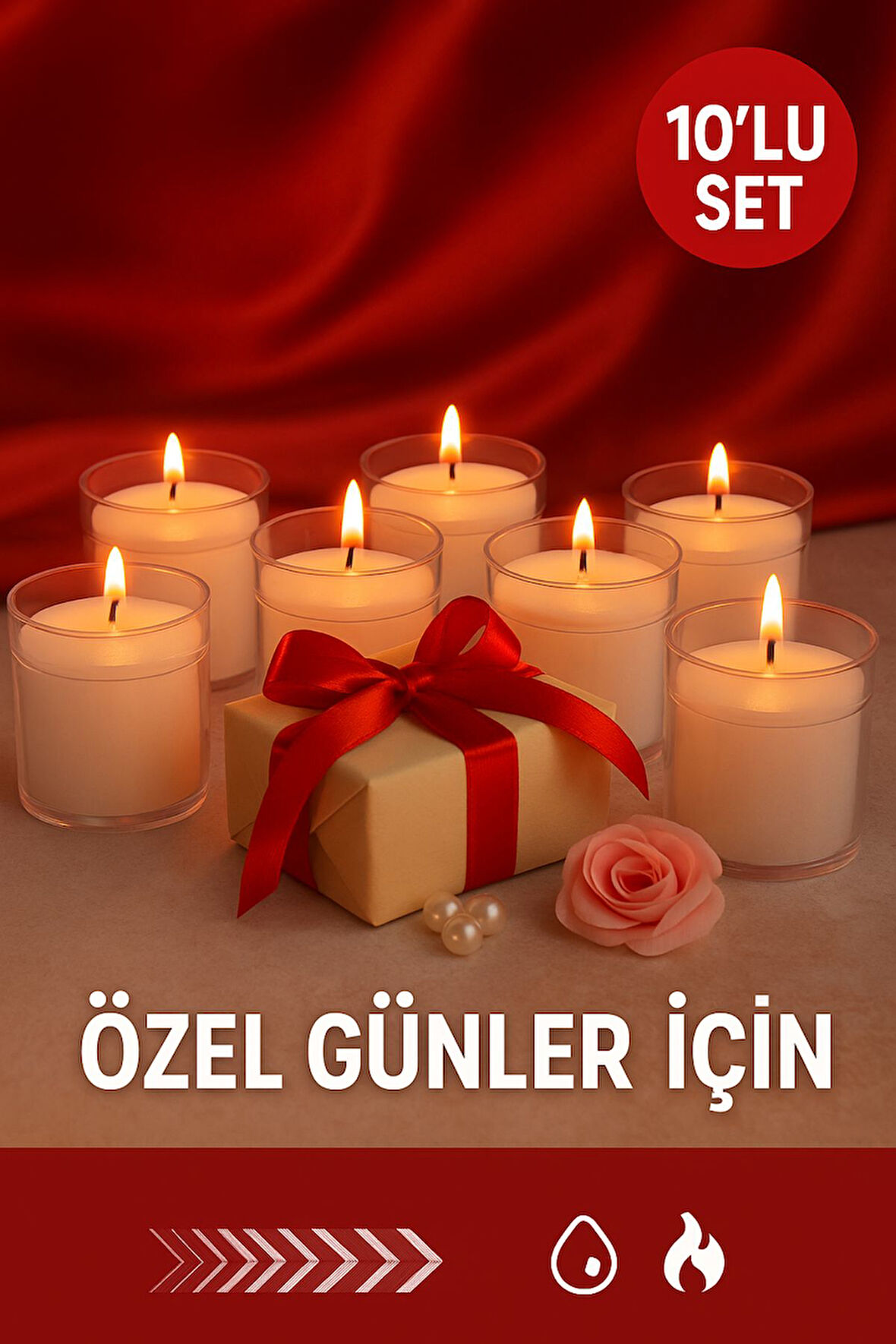 10’lu Set Şeffaf Plastik Mumluk  – Dekoratif, Dayanıklı ve Özel Günler İçin Şık Işık Çözümü