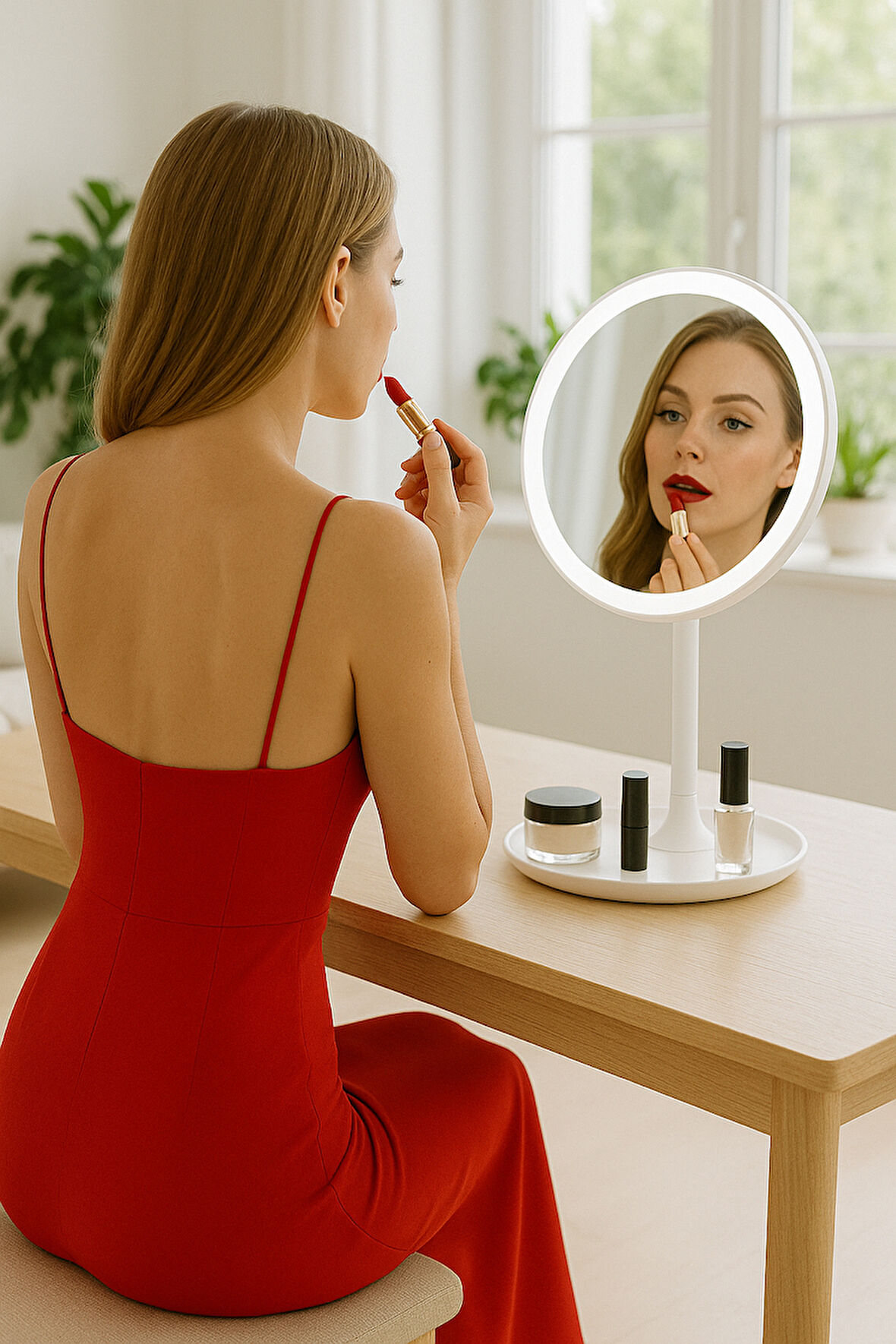Profesyonel LED Makyaj Aynası – Dokunmatik, 3 Işık Modu, Şarjlı 360° Ayarlanabilir Ayna Beyaz