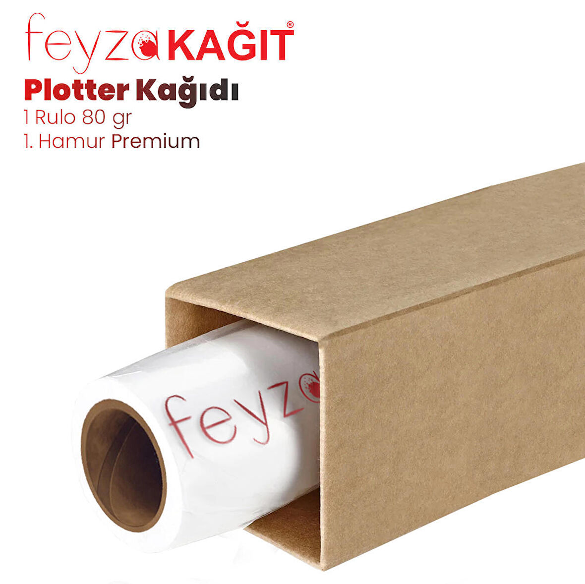 Feyza Kağıt® 1.Hamur Premium Opak 80gr Plotter (Çizim) Kağıdı 107cm x 100mt (1 Rulo)