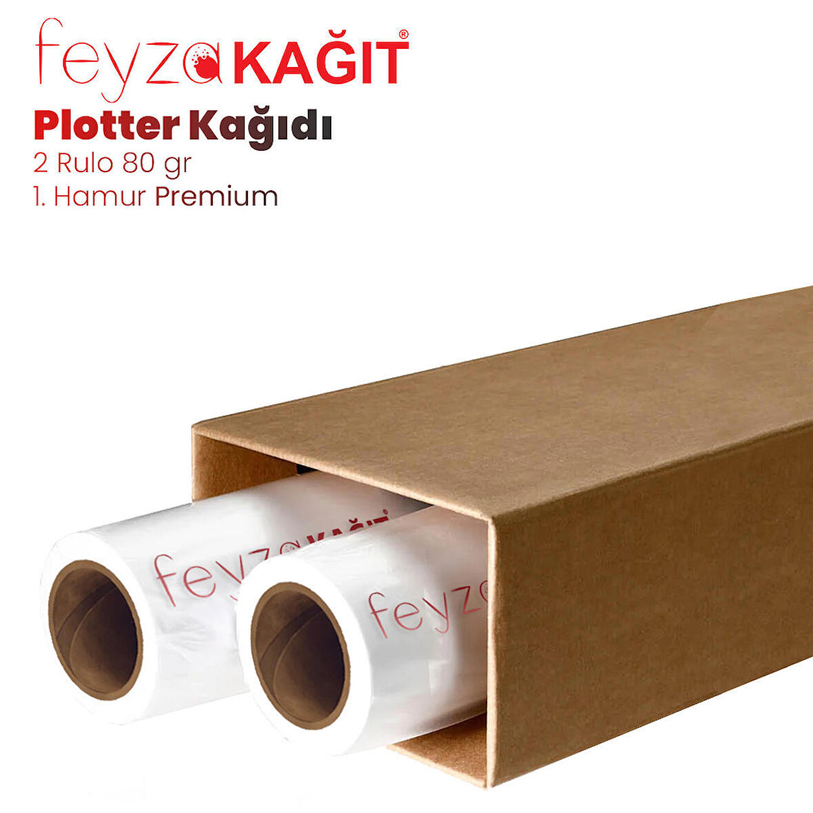 Feyza Kağıt® 1.Hamur Premium Opak 80gr Plotter (Çizim) Kağıdı 107cm x 100mt (2 Rulo)