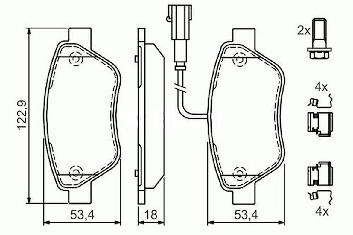 Opar 77364393E Ön Balata Doblo 1.3 06 Fiorino-Grande Punto-Bipper-Corsa-Nemo 1.3 06 Linea 1.3 07 77364393