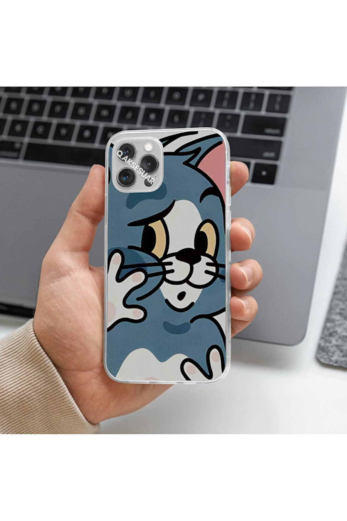 Oppo A15 Uyumlu Tom Tasarımlı Premium Şeffaf Telefon Kılıfı