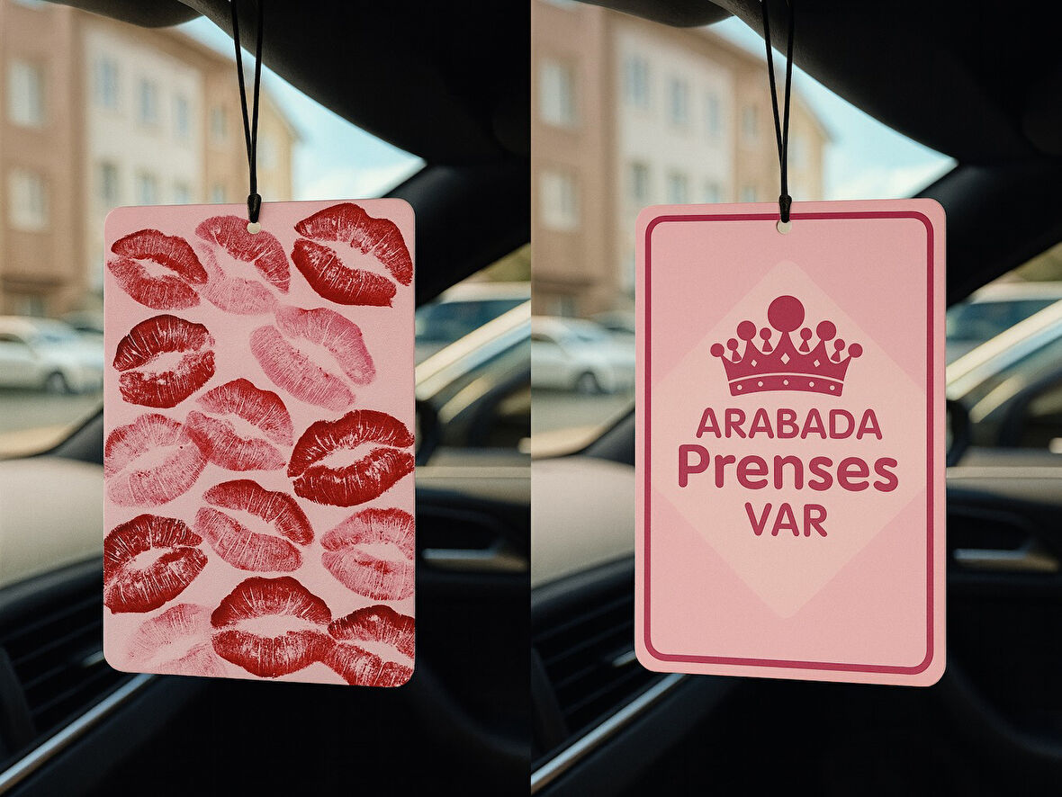 Öpücük ve Arabada Prenses Var - İkili Oto Kokusu - Dekoratif Araç Kokusu ve Aksesuarı