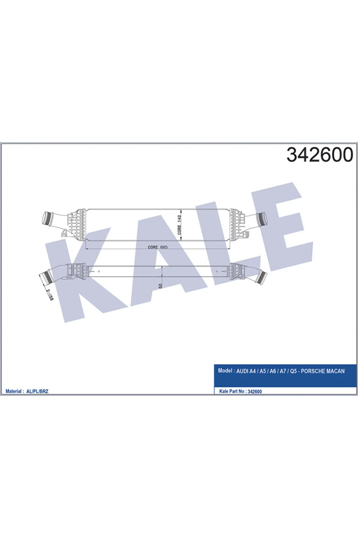 TURBO RADYATÖRÜ INTERCOOLER AUDI A4-A5-A6-Q5 2.0TFSI-1.8TFSI-2.0TDI 08 665X134.4