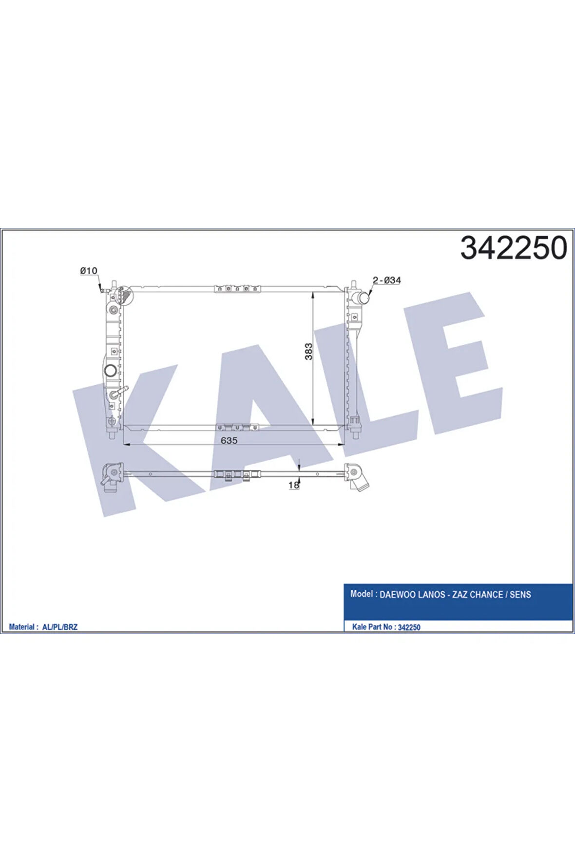 RADYATÖR DAEWOO LANOS CHERY CHANCE-SEN S AL-PL-BRZ Uyumlu