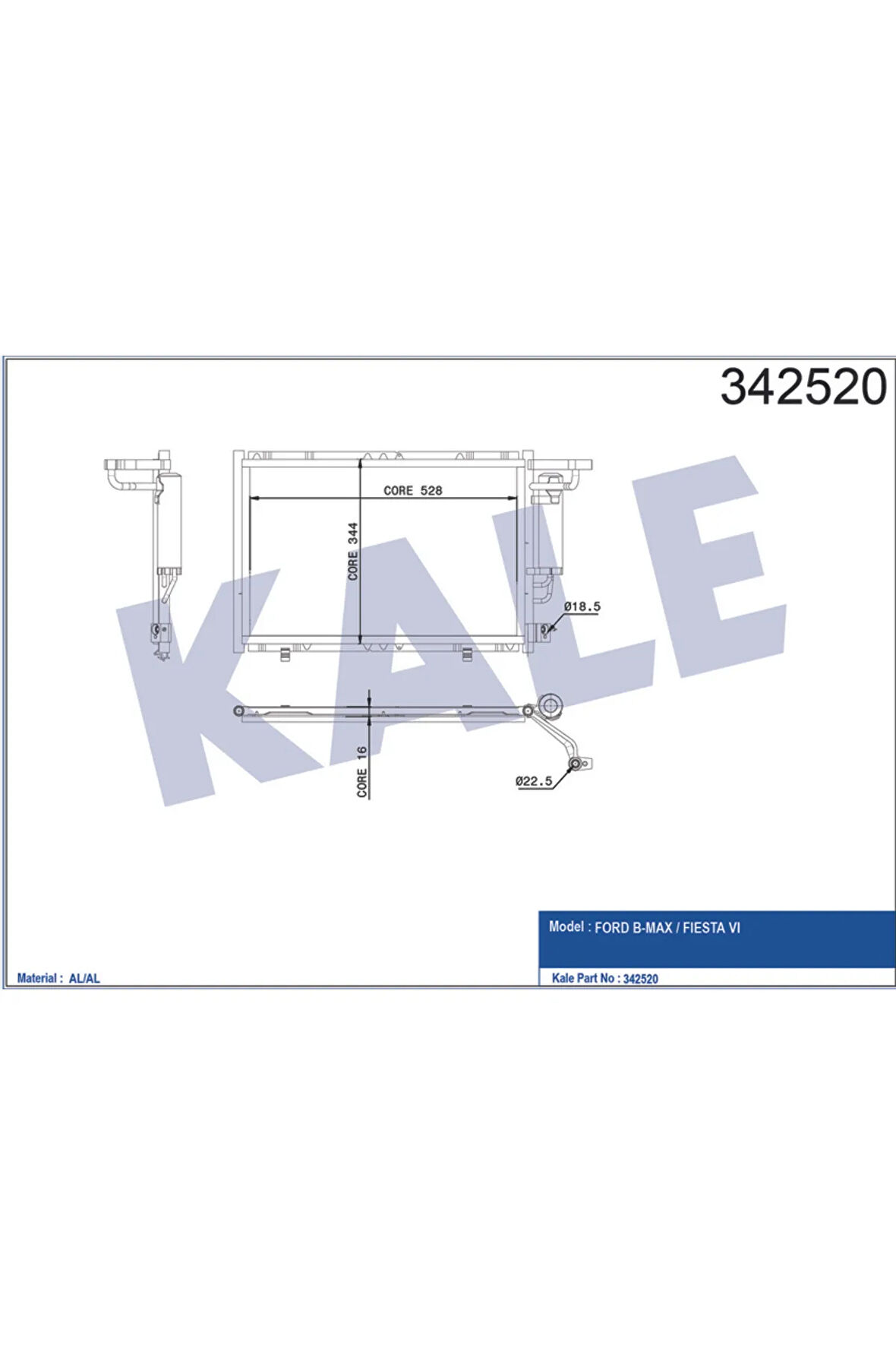 KLIMA RADYATORU FIESTA VI 1.25 16V 1.4TDCI 1.4 16V 1.6 16V 08 B MAX 1.5TDCI 1.6T