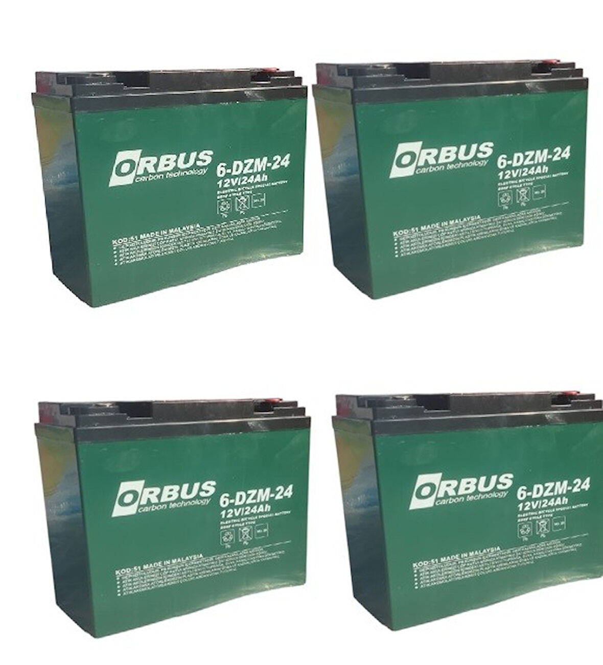 ORBUS 12V 24 AMPER (DİK) ELEKTRİKLİ BİSİKLET AKÜSÜ  4'lü PAKET