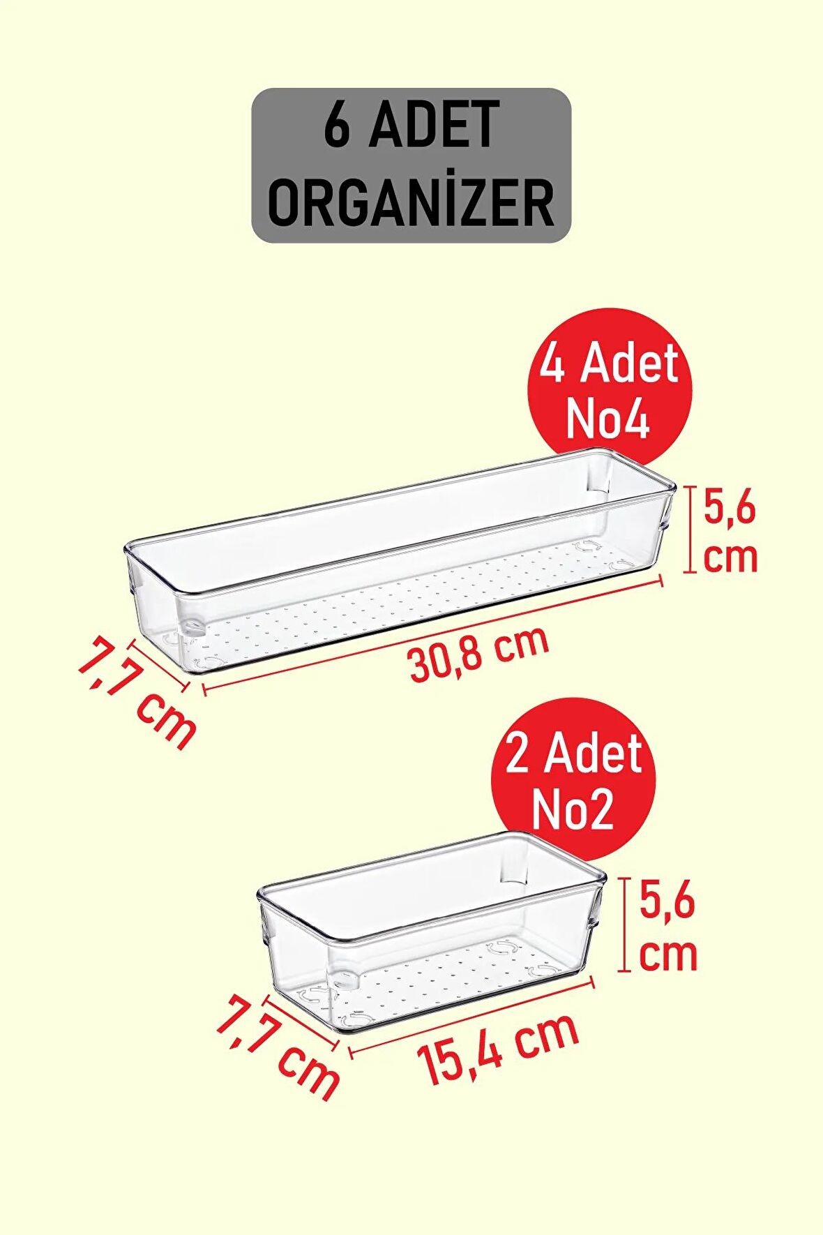 6 Adet Organizer Set Modüler Düzenleyici Şeffaf Kaşıklık