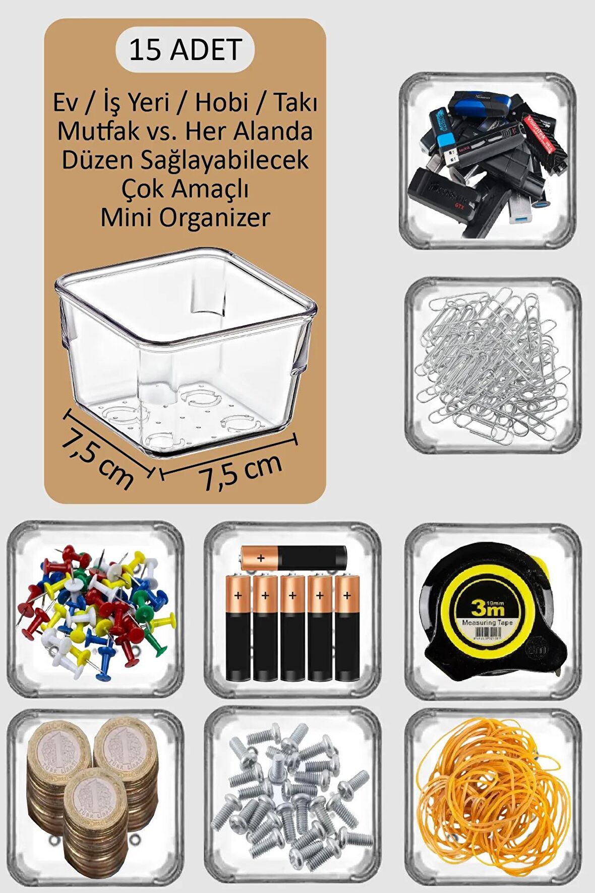 12 Adet Mini Organizer Çekmece İçi Düzenleyici Kutu Mutfak Ofis Takı Kutusu