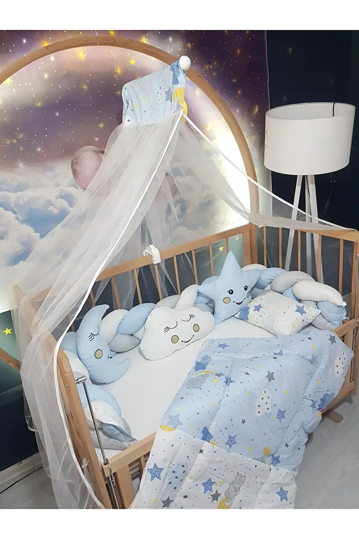 60x120 Bebek Uyku Seti - Örgü Korumalı, Cibinlikli ve Aparatlı