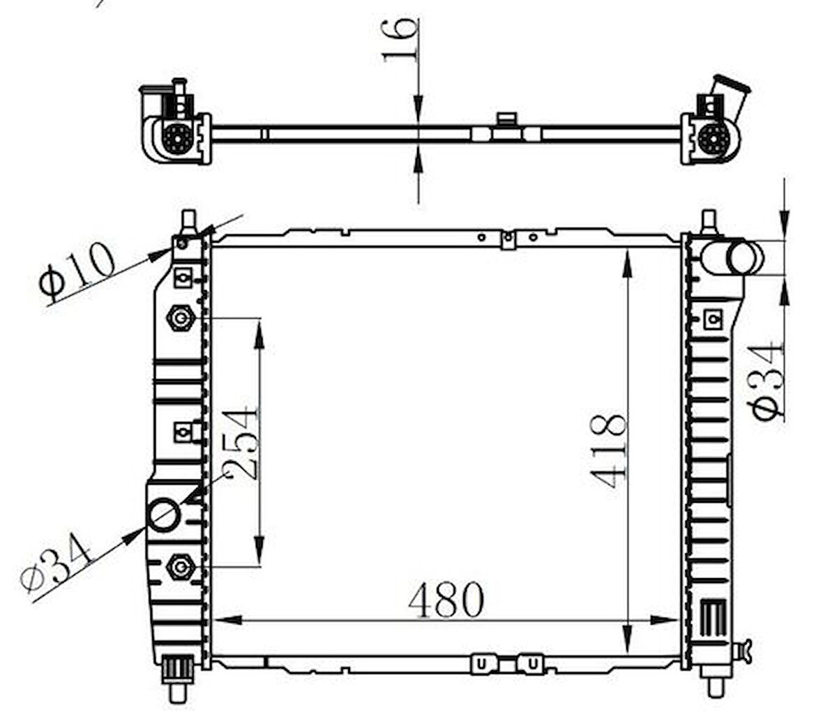 Oris BCH008016 Motor Su Radyatörü Aveo-Kalos 1.2 1.4 8V Otomatik (480x418x16) 96536524