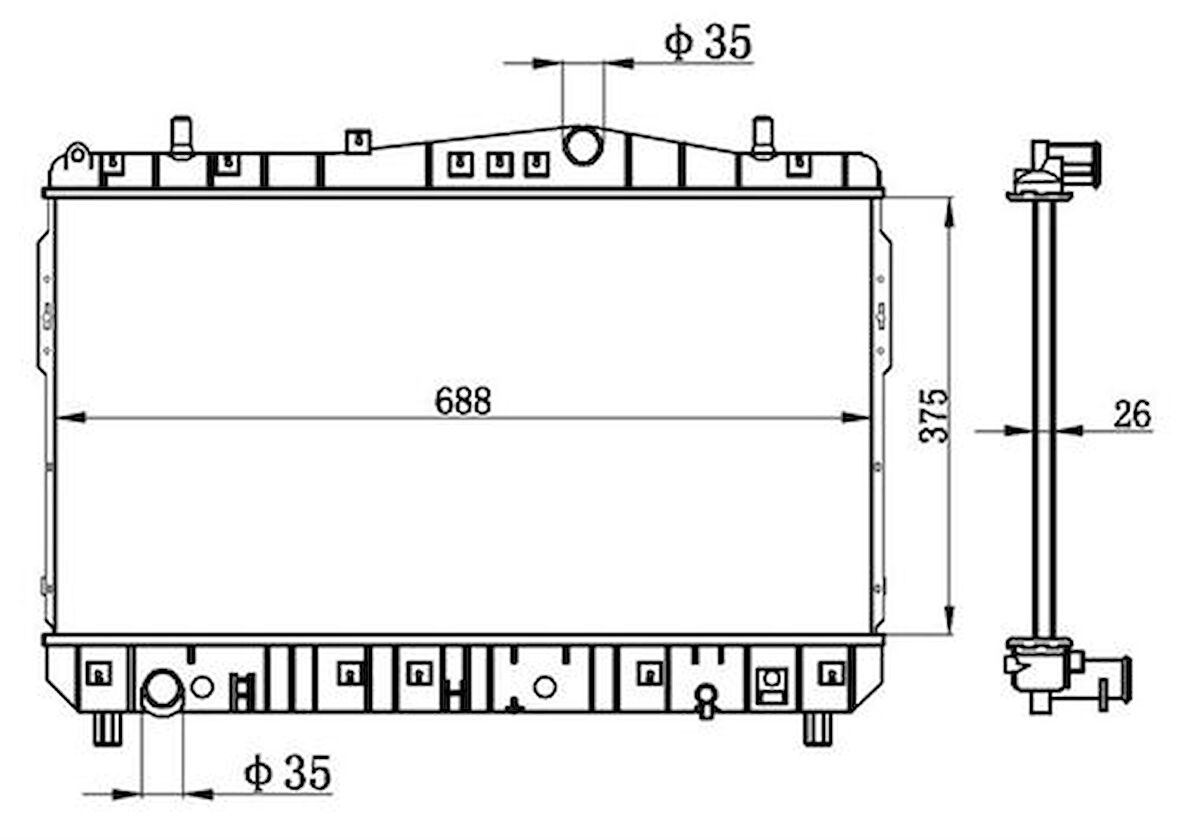 Oris BCH013026 Motor Radyatörü (375x698x26) Lacetti 1.4 1.6 1.8 Manuel 96271500