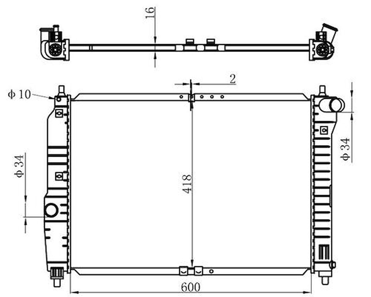 Oris BCH018016 Motor Radyatörü (600x418x16) Kalos 02-Aveo 1.4 Manuel 96536500