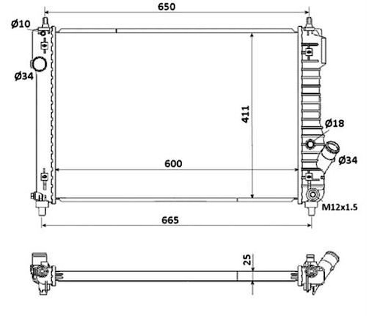 Oris BCH033026 Motor Radyatörü (600x408x26) Aveo 08-Manuel 96942200