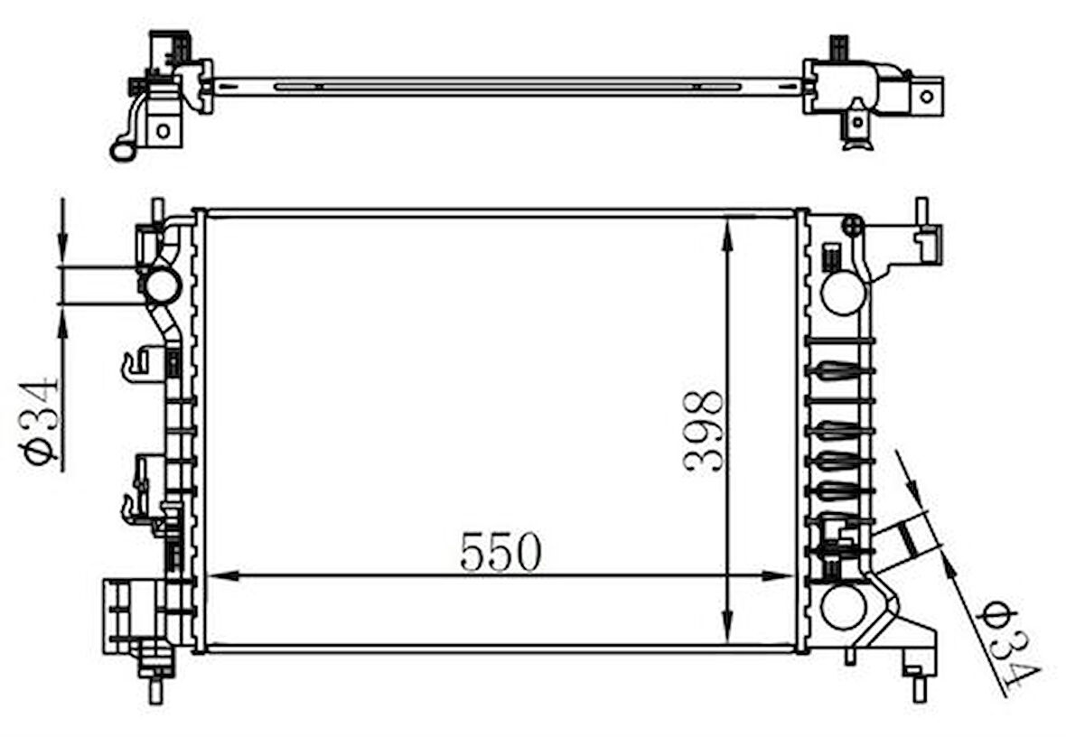 Oris BCH223016 Motor Su Radyatörü Aveo 1.2 1.4 11-Manuel (550x398x16) 95460094