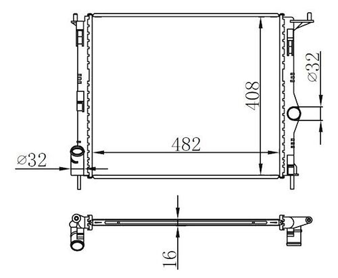 Oris BDC048016 Motor Radyatörü (482x408x16) Logan 1.4 1.6 08-Manuel 8200740000