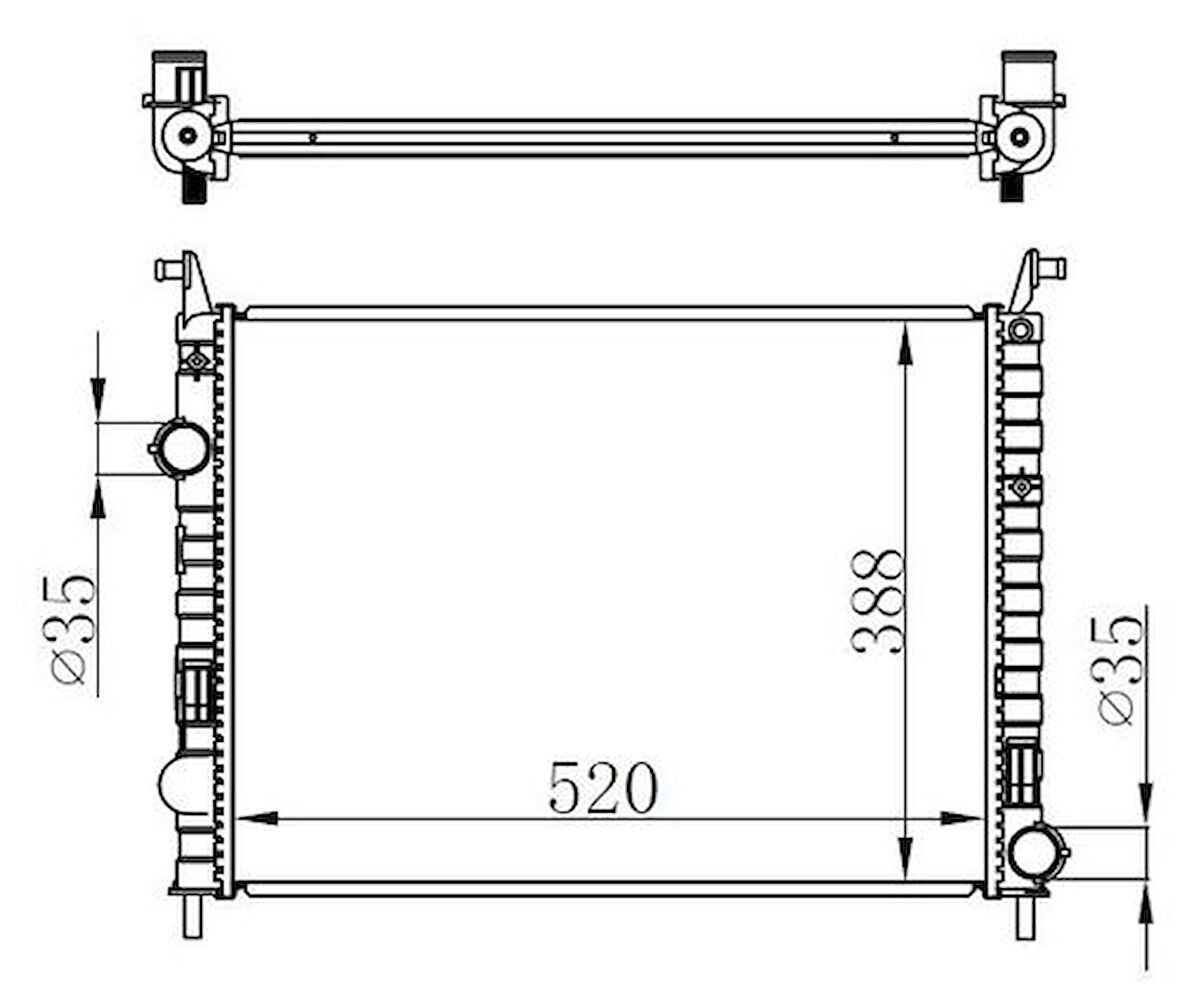 Oris BFI017026 Motor Radyatörü (520x396x26) Albea 1.3D Multijet 02-Manuel 51718100