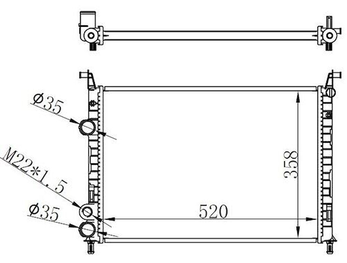 Oris BFI019022 Radyatör Brazing Palio 1.2-1.4L 05 AC-Mek 520X358X22 51791365